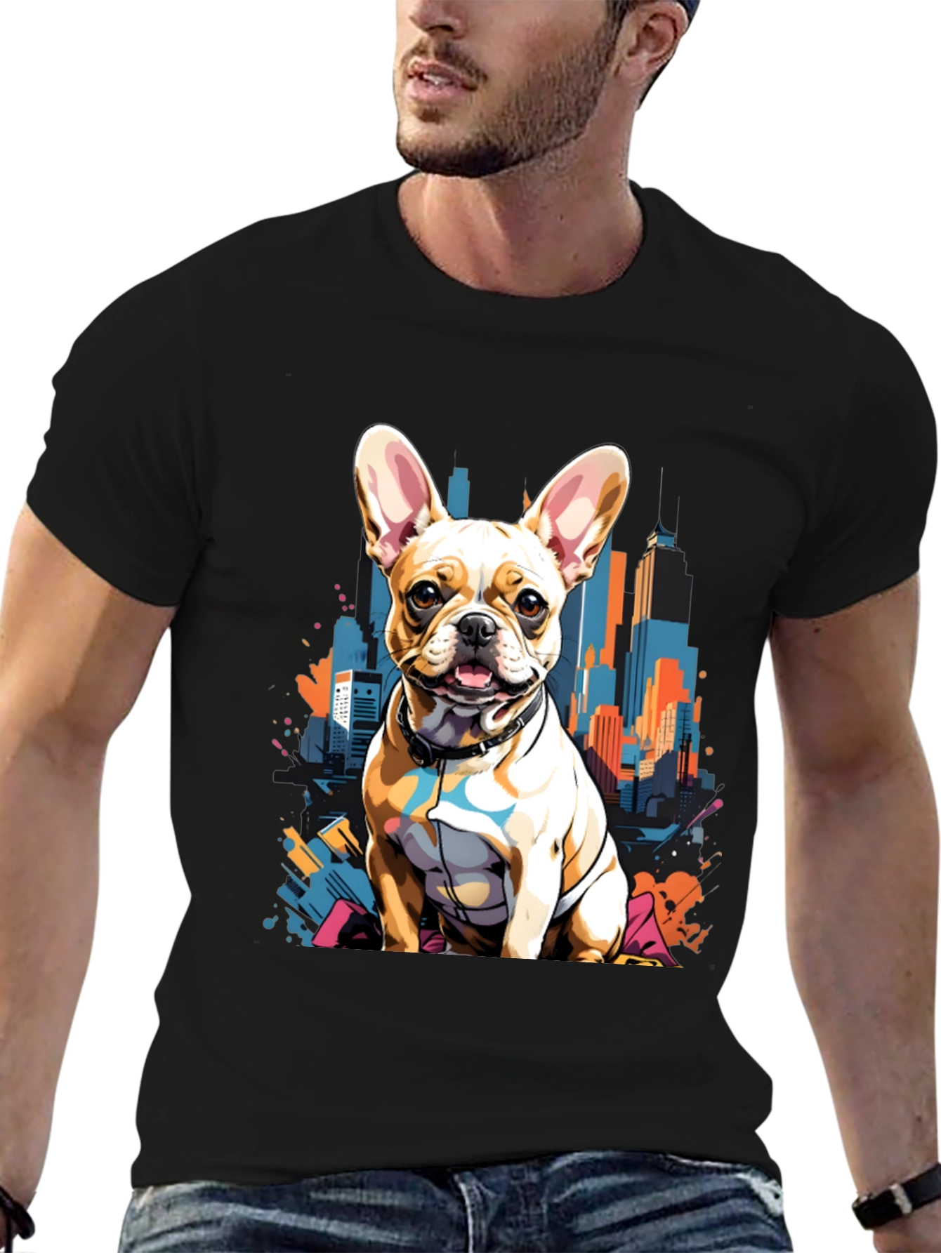 Urban Bulldog Tee - Cityscape Pup Graphic T-Shirt