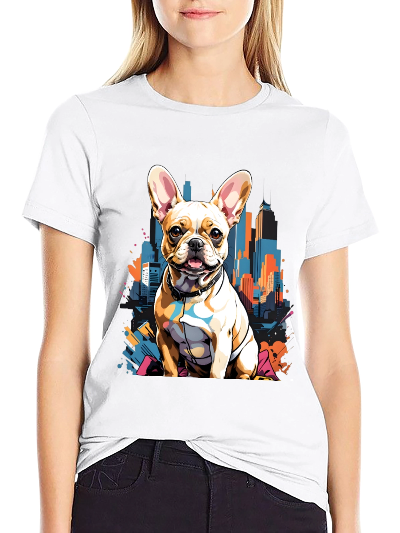 Urban Bulldog Tee - Cityscape Pup Graphic T-Shirt