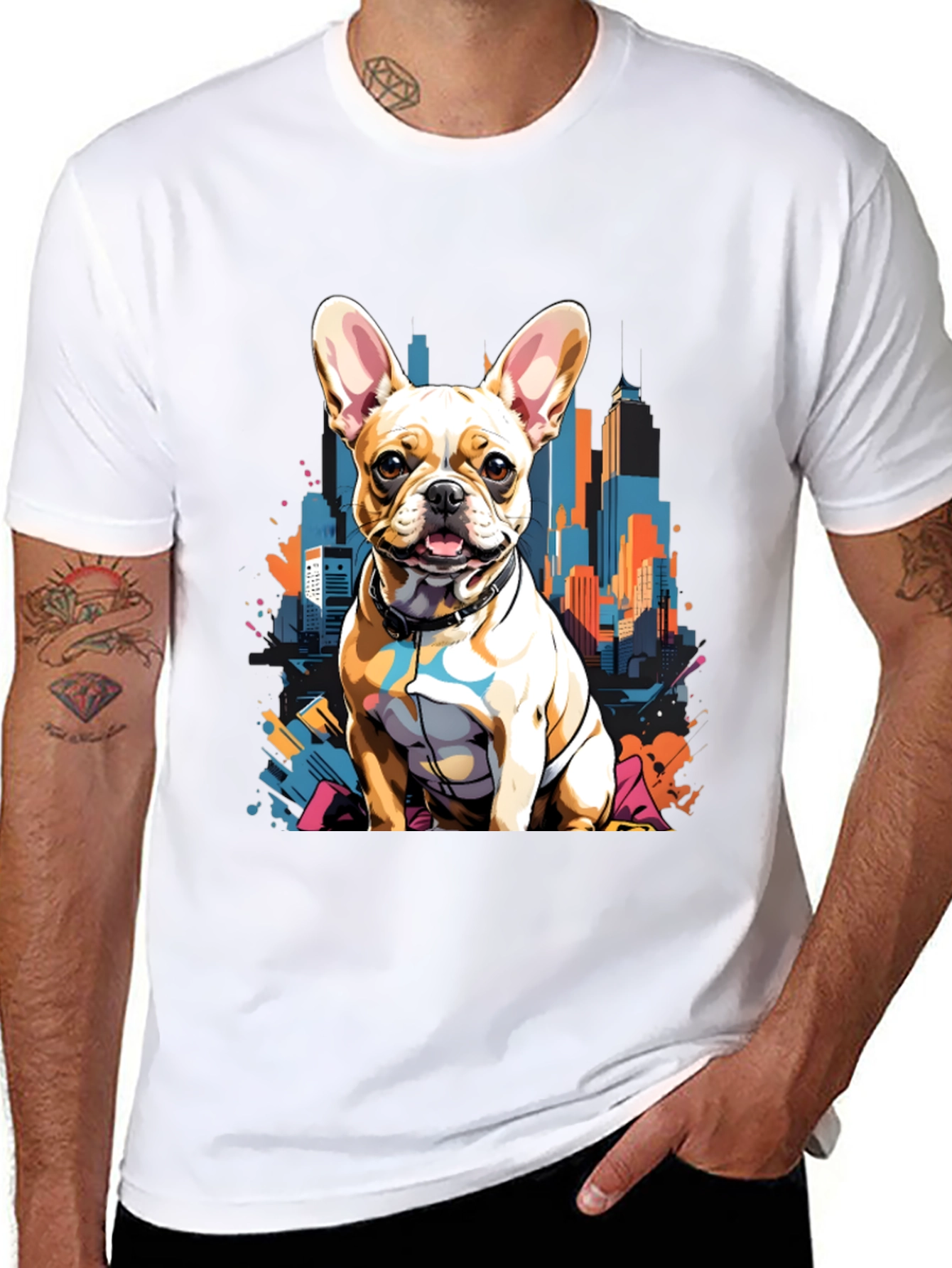 Urban Bulldog Tee - Cityscape Pup Graphic T-Shirt