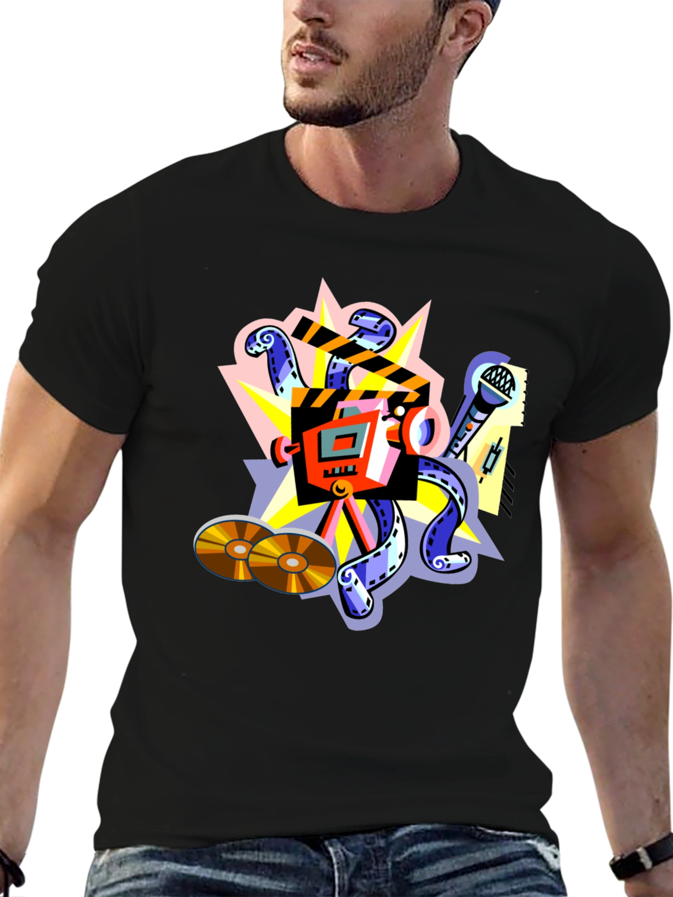 Movie Mania Tee - Black Graphic T-Shirt