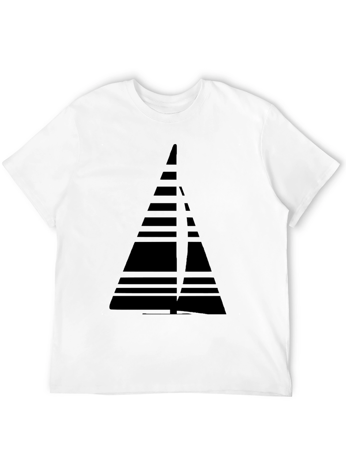 Modern Geometric Triangle Graphic Tee - Black
