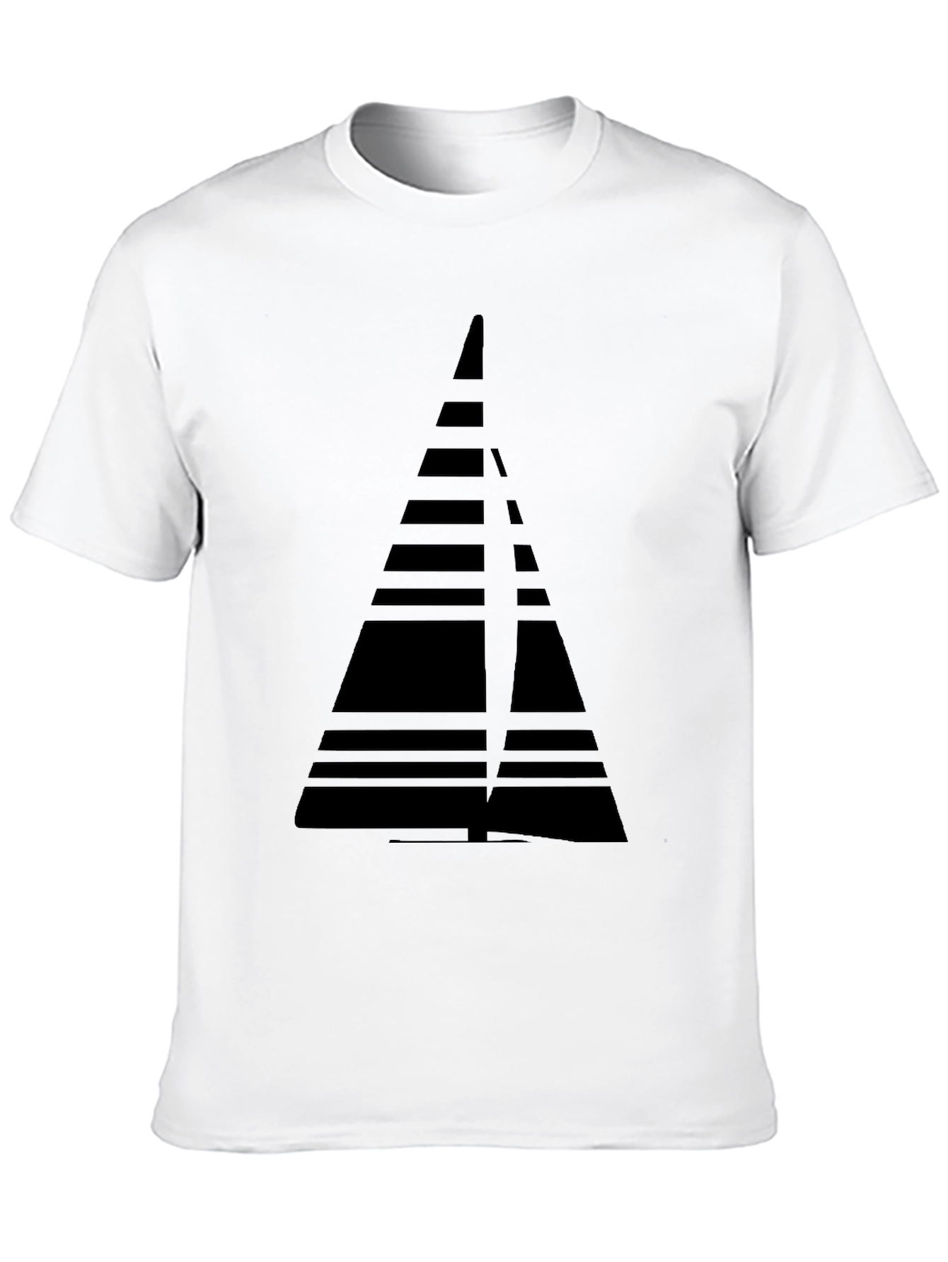 Modern Geometric Triangle Graphic Tee - Black