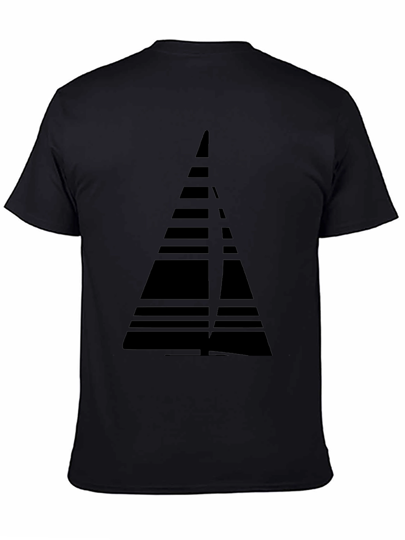 Modern Geometric Triangle Graphic Tee - Black