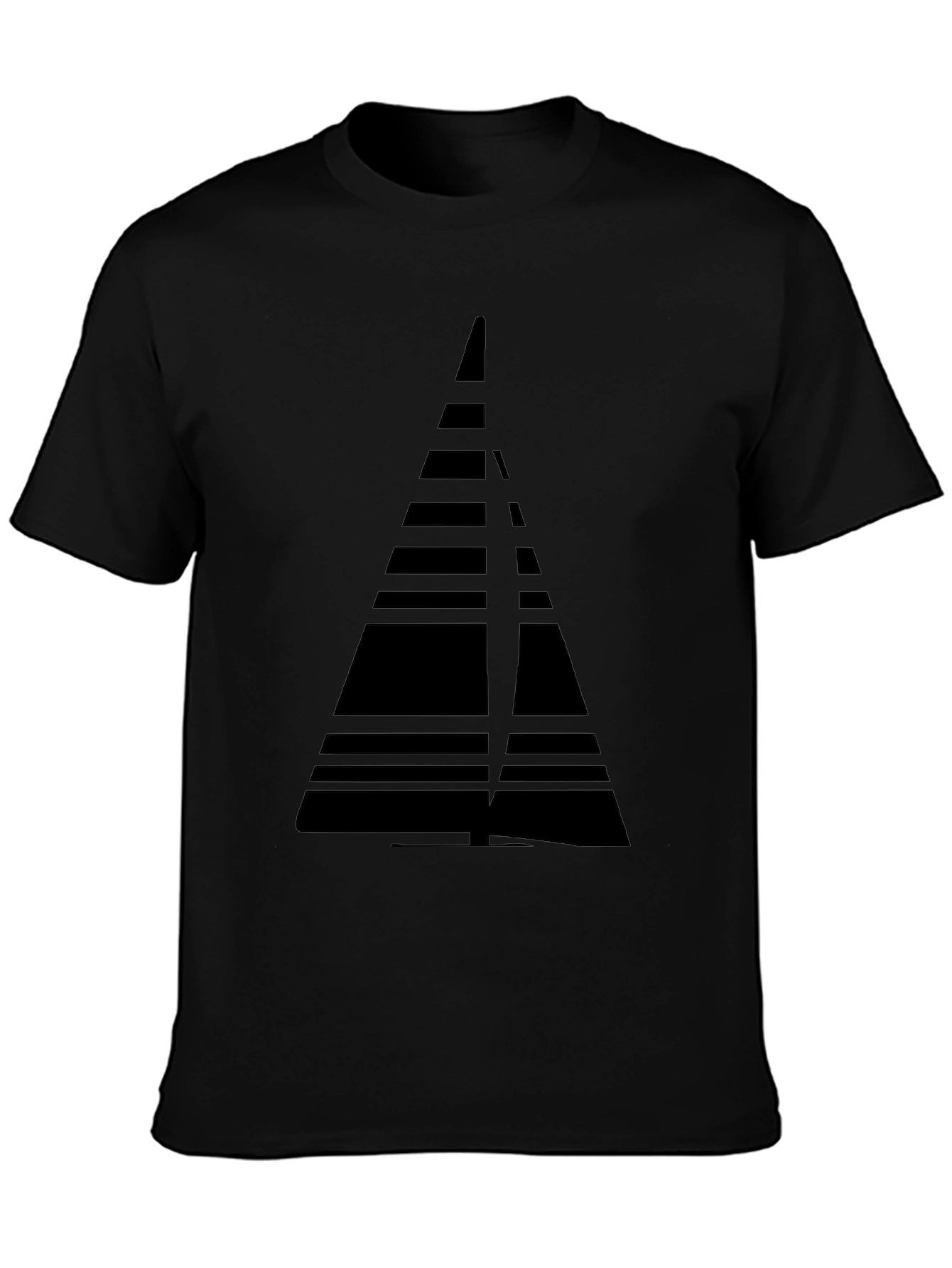 Modern Geometric Triangle Graphic Tee - Black