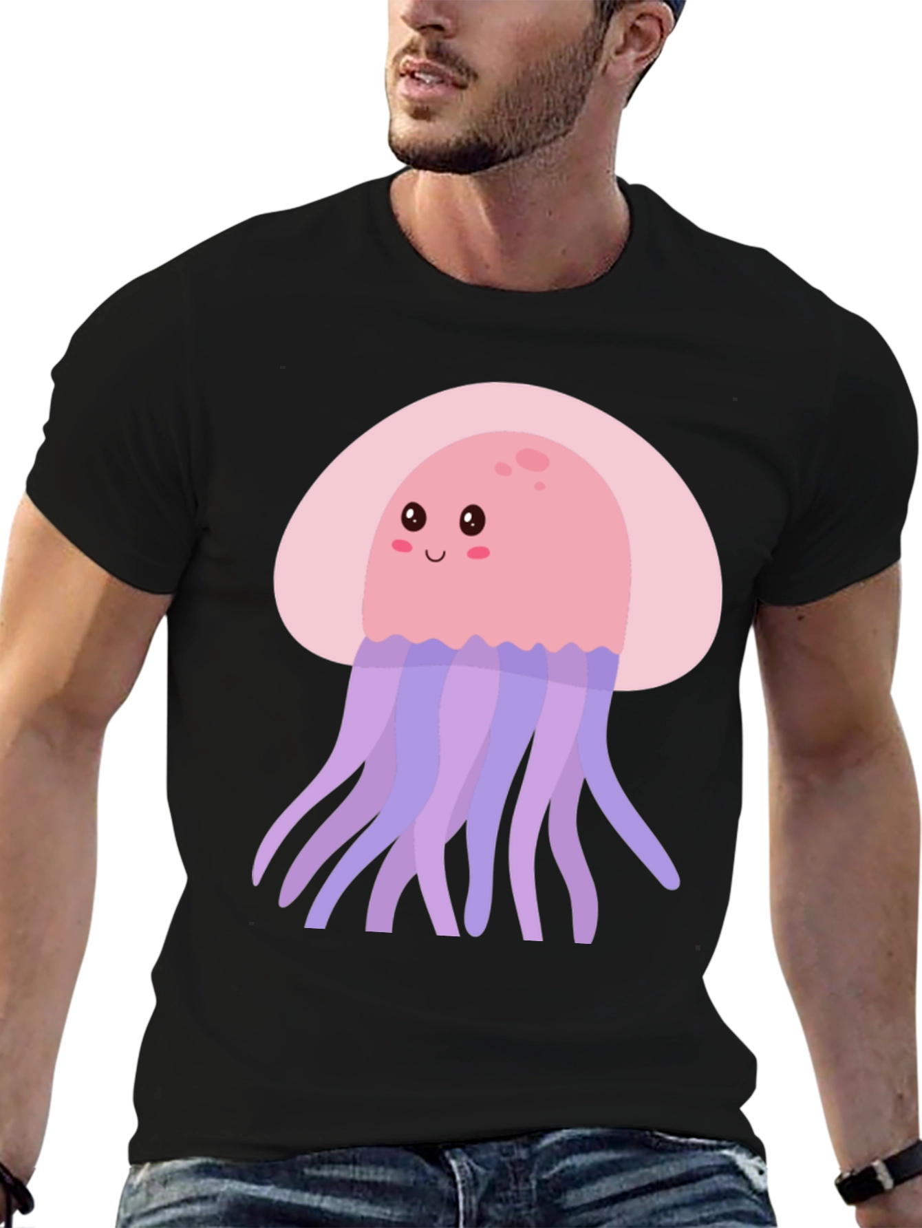 Cute Jellyfish Graphic Tee - Black