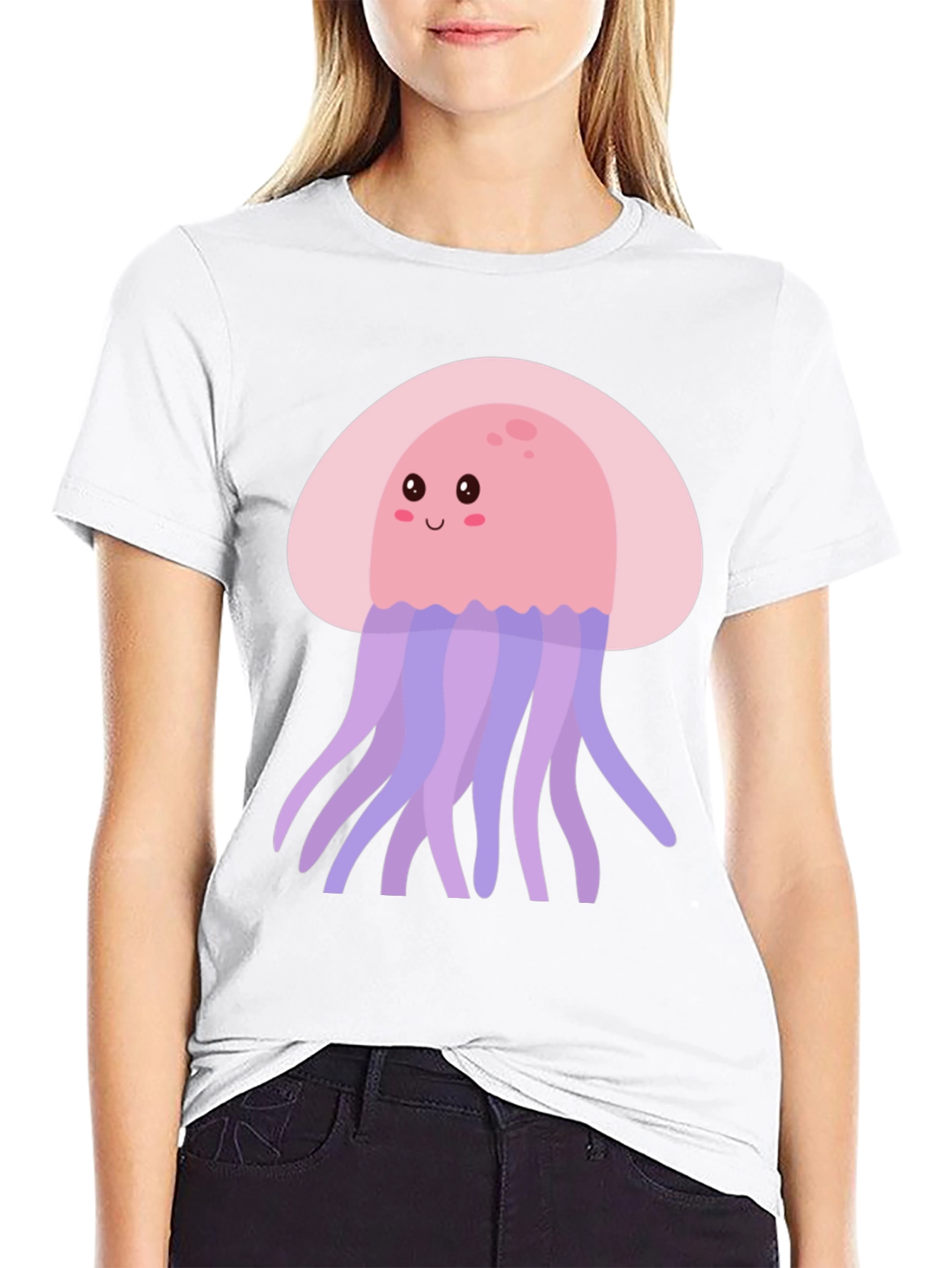 Cute Jellyfish Graphic Tee - Black