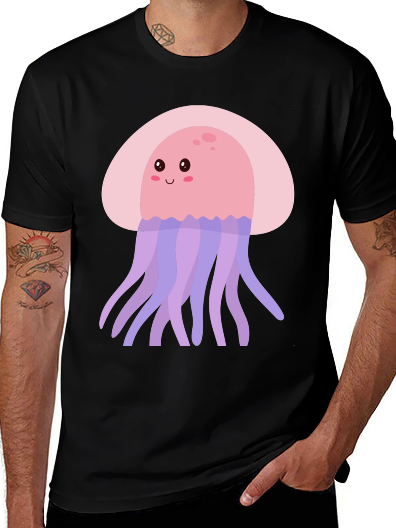 Cute Jellyfish Graphic Tee - Black