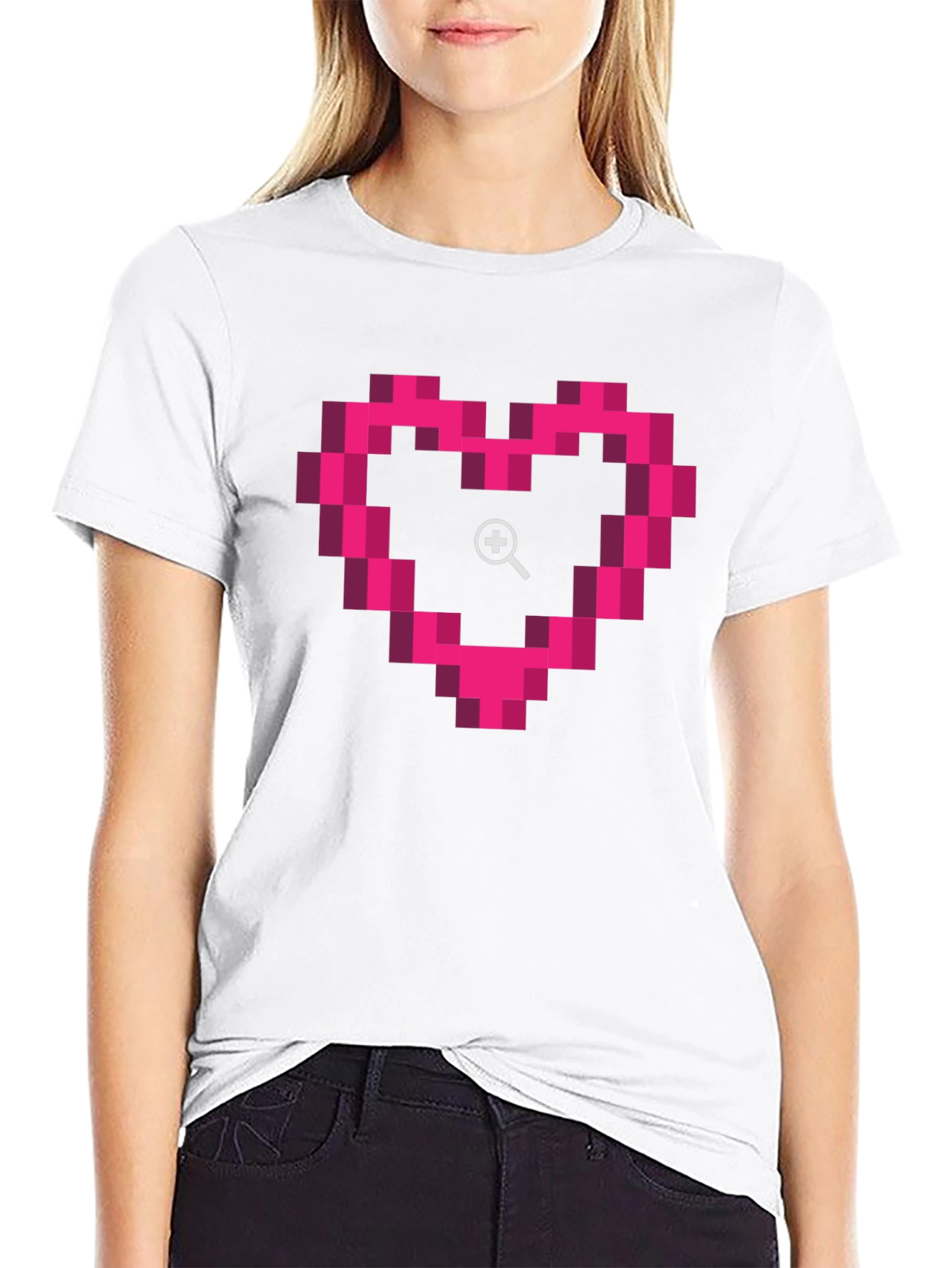 Pixel Heart Zoom Black T-Shirt