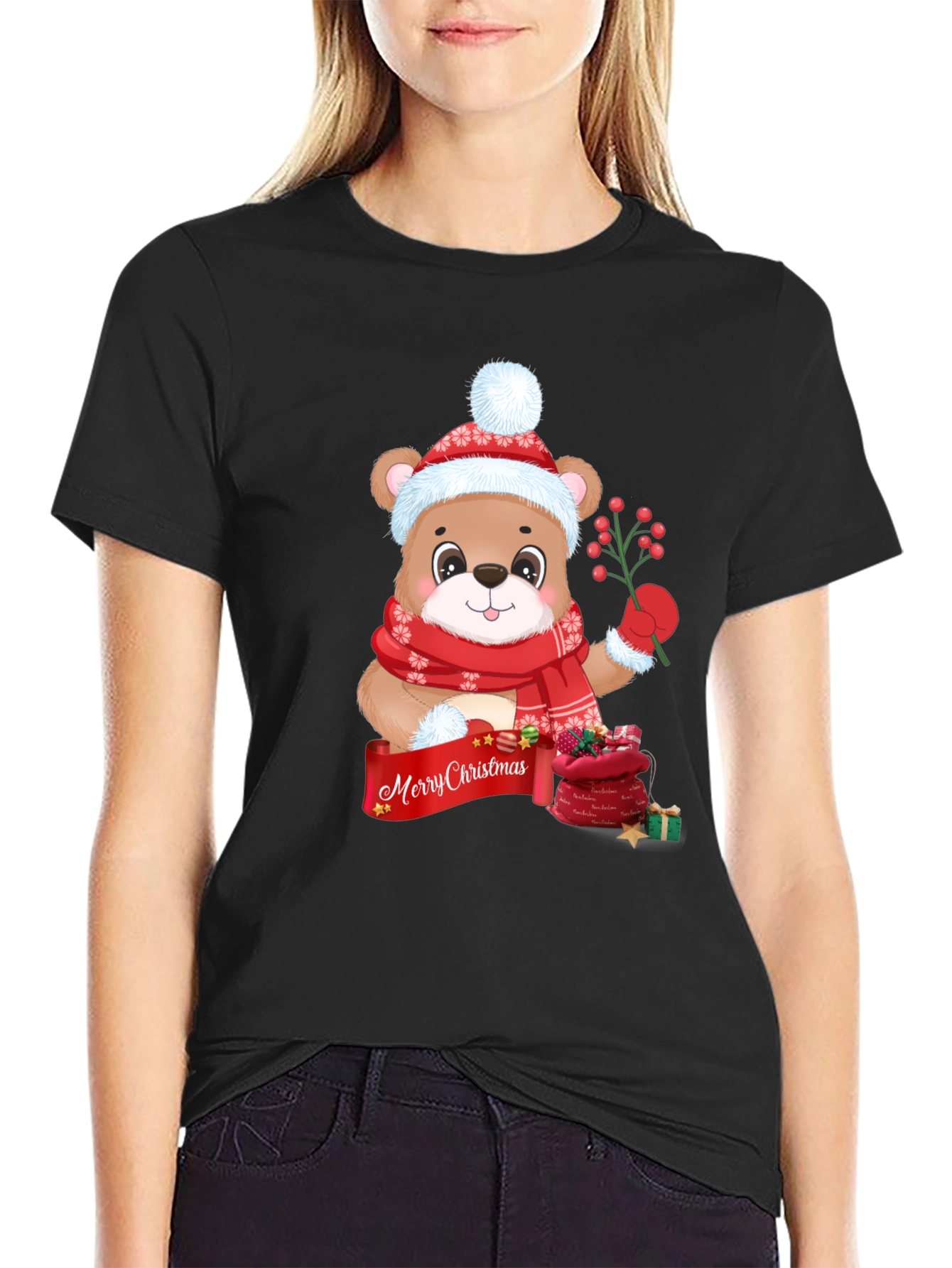 Festive Christmas Bear Graphic Tee