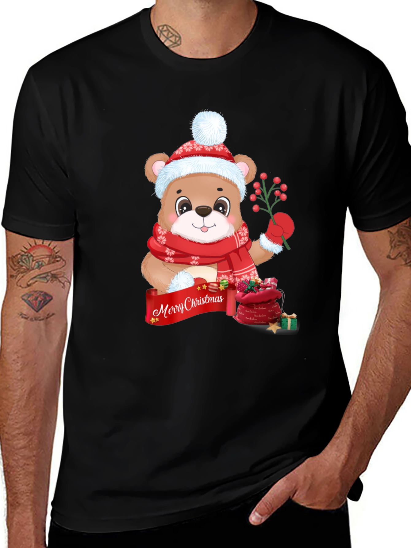 Festive Christmas Bear Graphic Tee