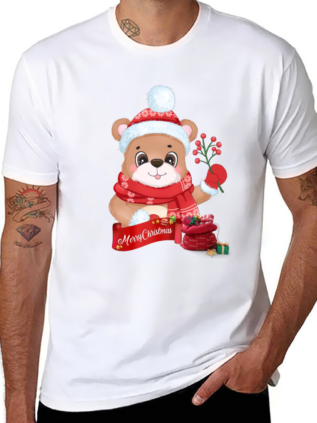 Festive Christmas Bear Graphic Tee
