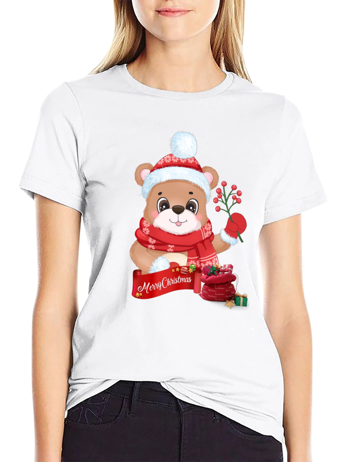 Festive Christmas Bear Graphic Tee