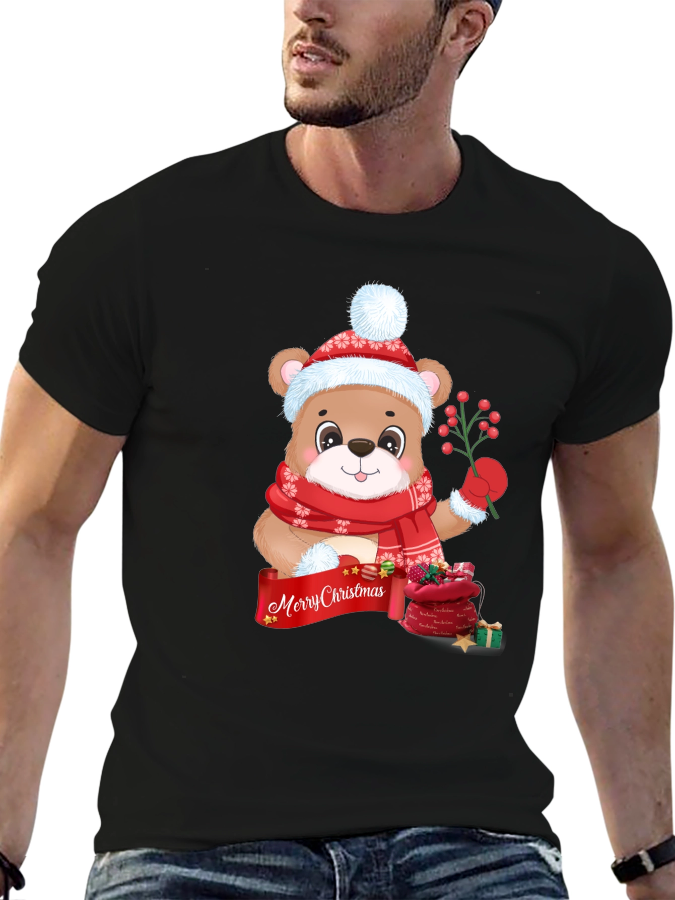 Festive Christmas Bear Graphic Tee