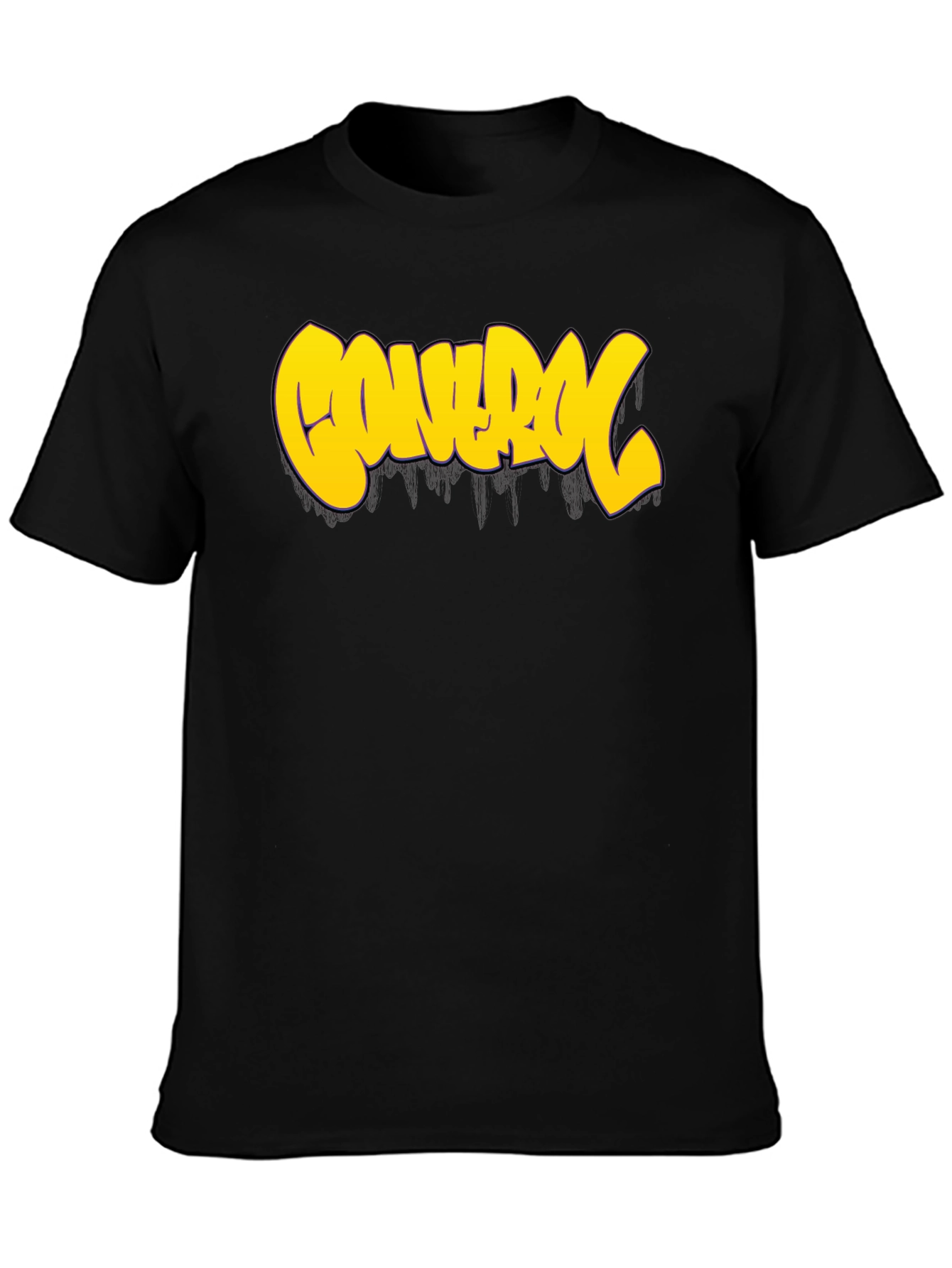 Control Graphic Tee - Bold Yellow Print on Black