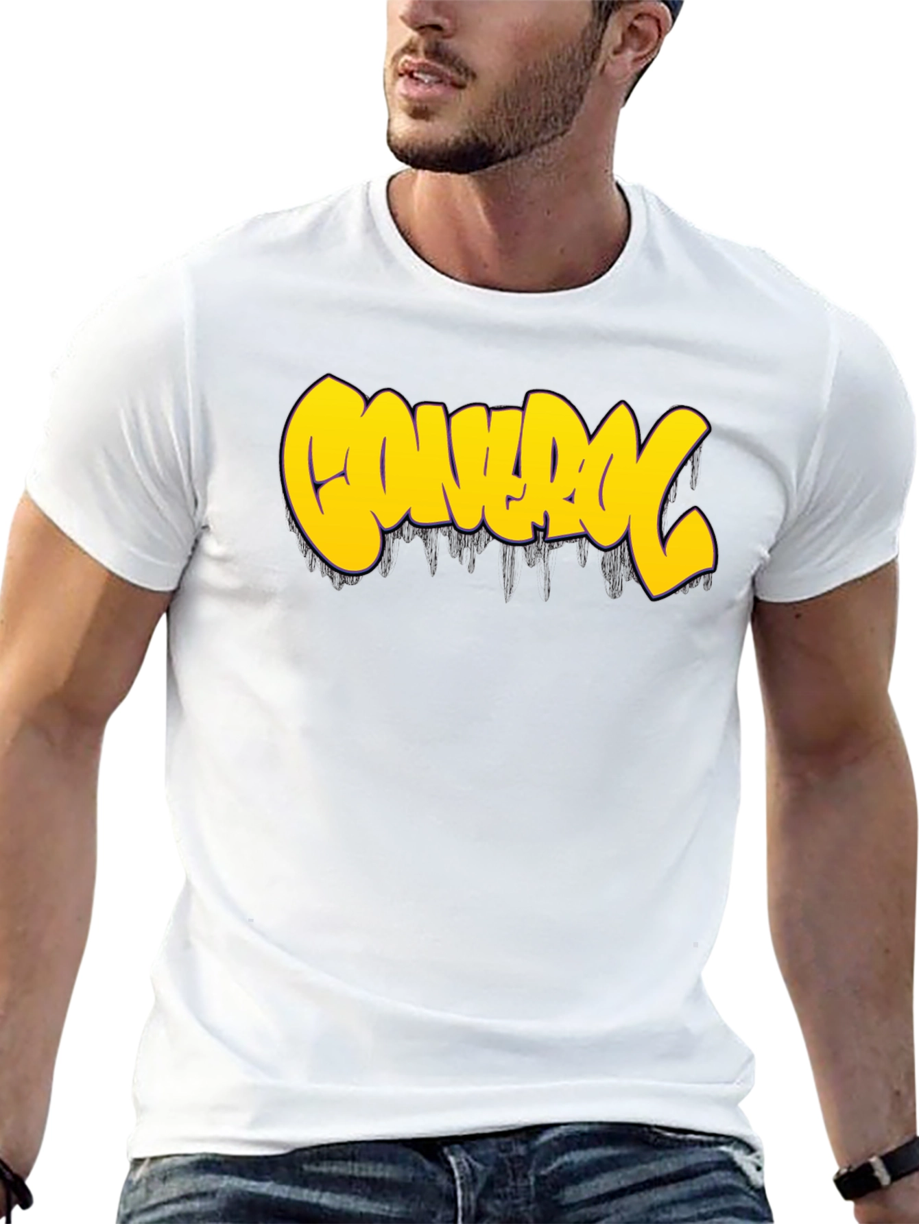Control Graphic Tee - Bold Yellow Print on Black