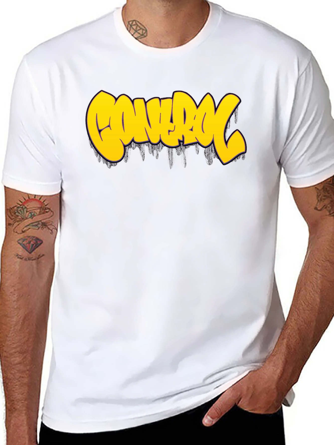 Control Graphic Tee - Bold Yellow Print on Black