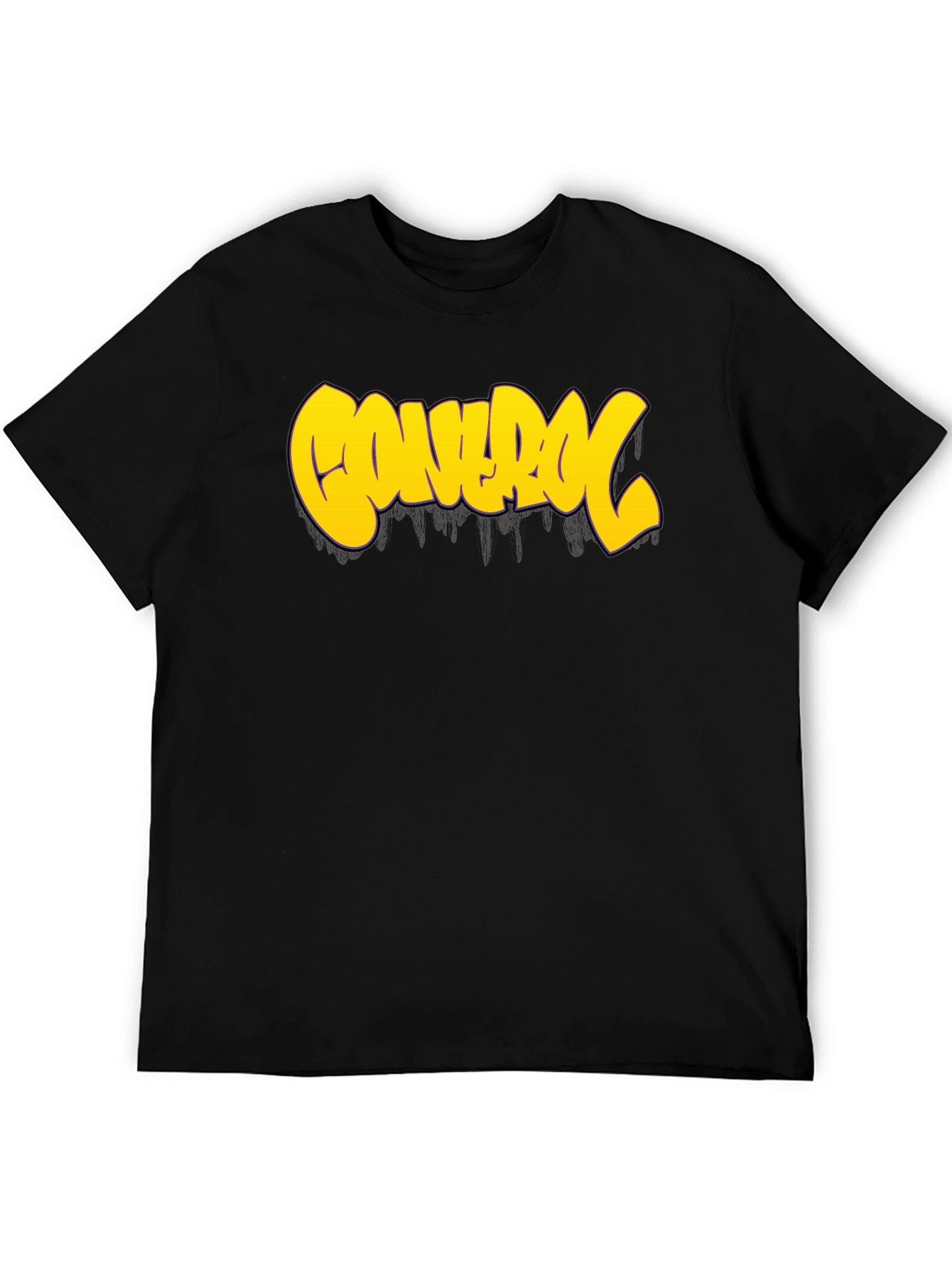Control Graphic Tee - Bold Yellow Print on Black