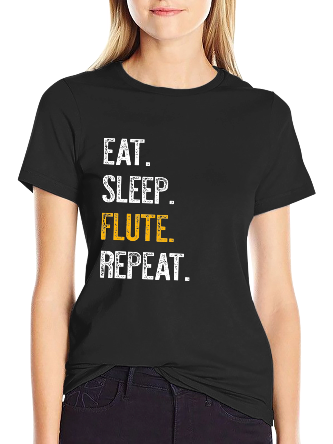 Eat Sleep Flute Repeat Black T-Shirt