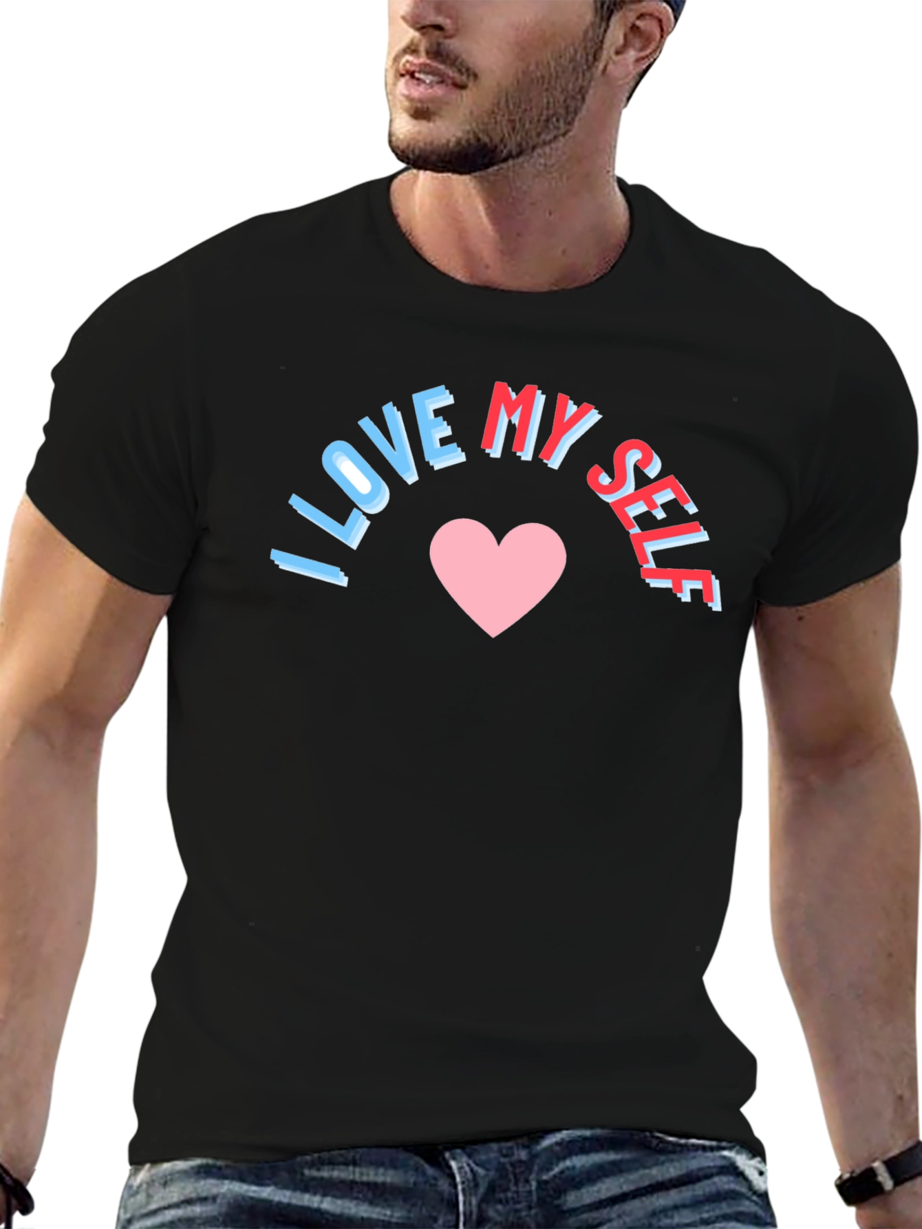 I Love Myself Graphic Tee - Black Cotton T-Shirt