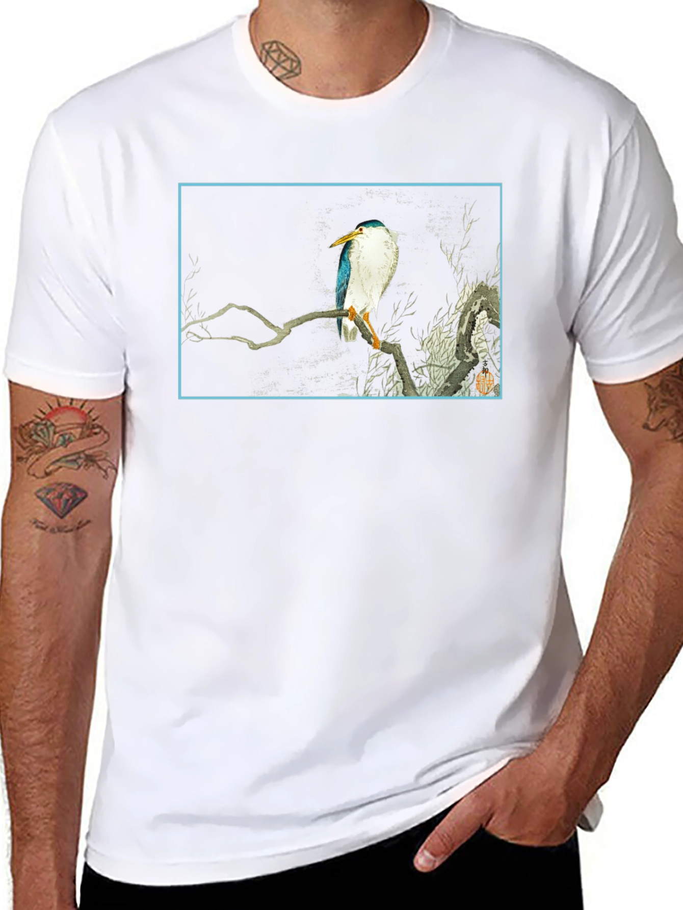 Bird Art Graphic T-Shirt - Black