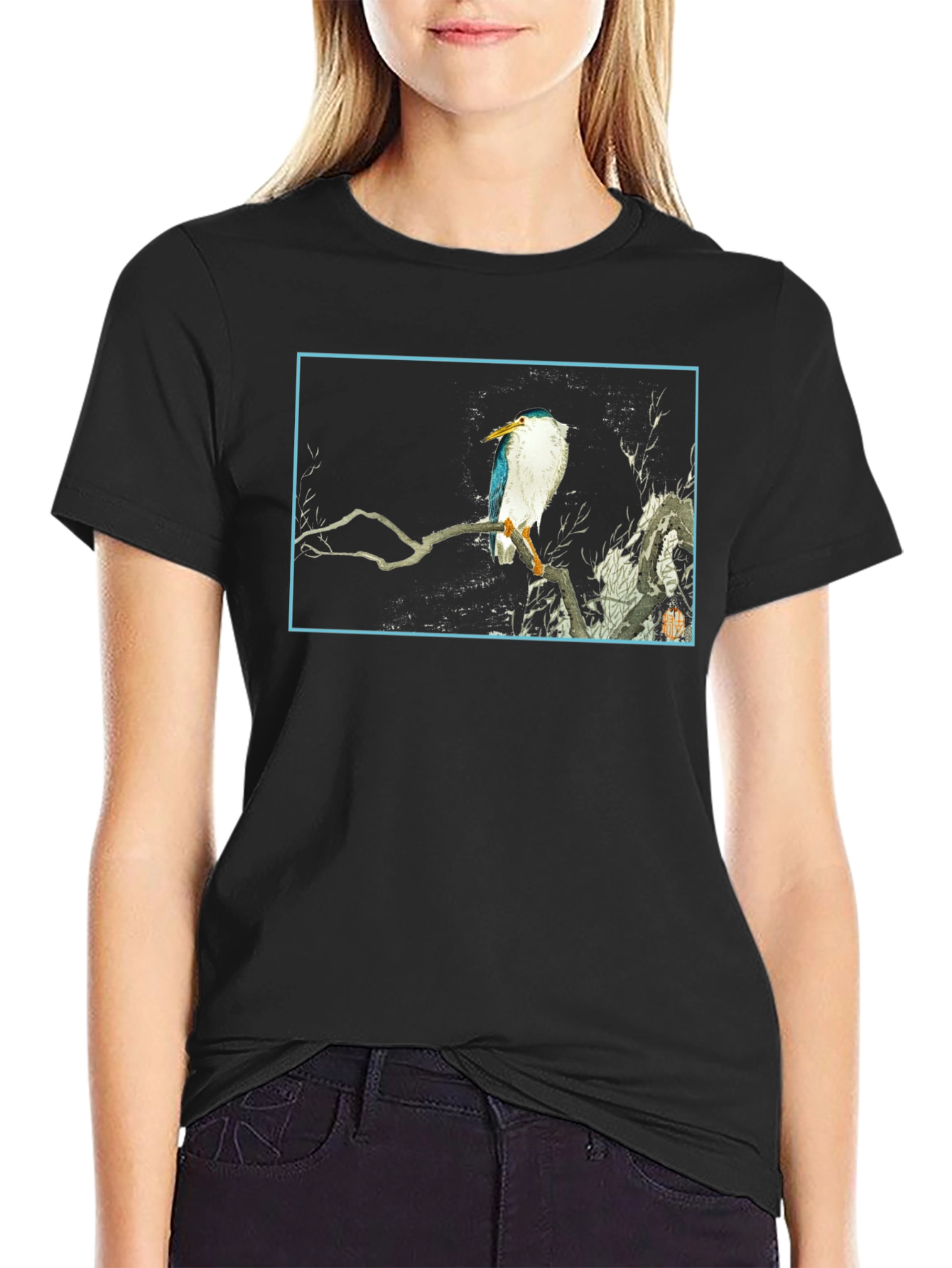 Bird Art Graphic T-Shirt - Black