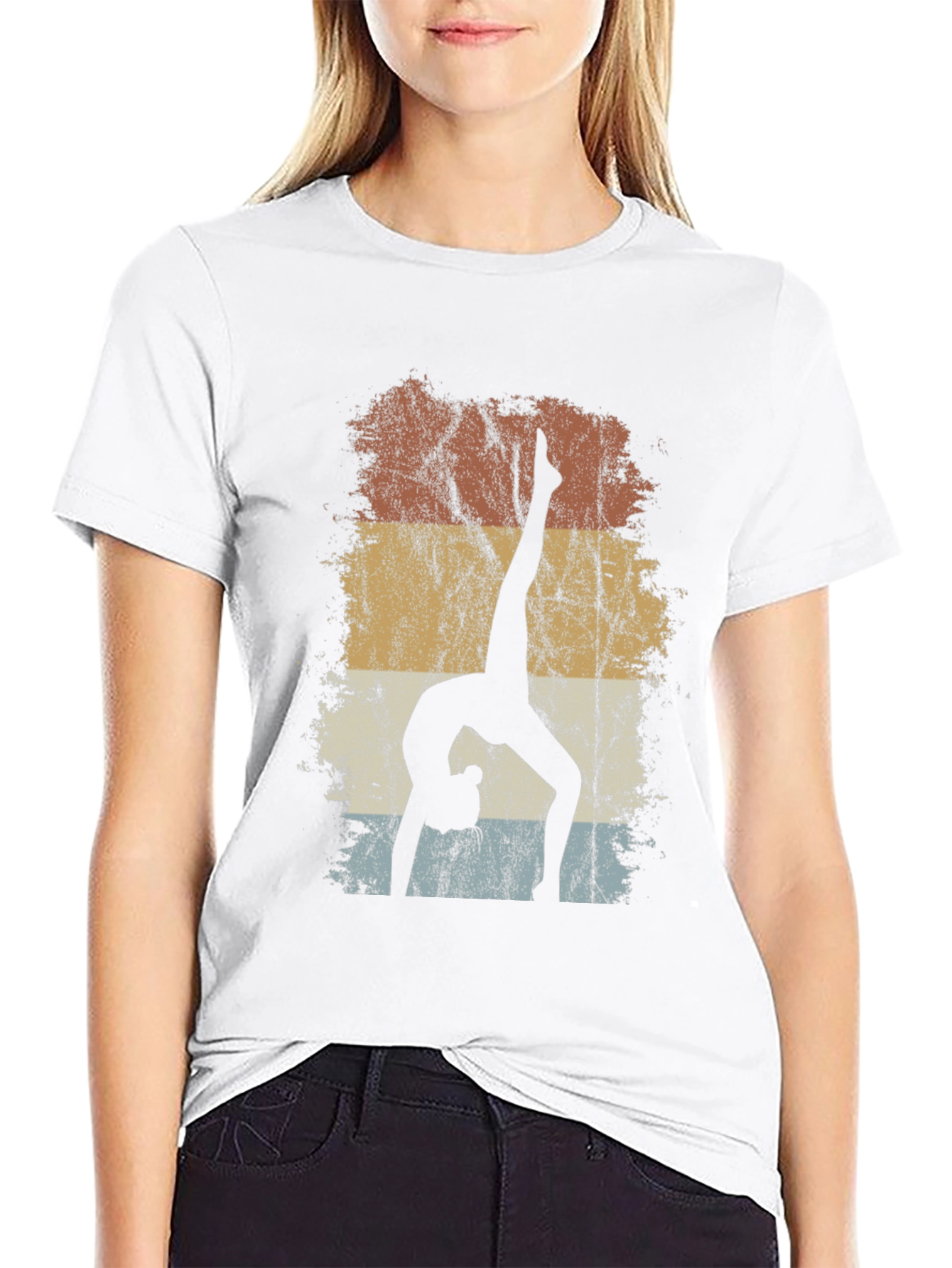 Yoga Pose Silhouette T-Shirt - Retro Style