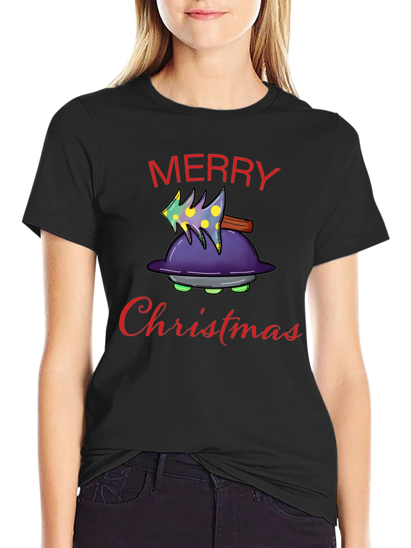 Merry Christmas Alien UFO T-Shirt