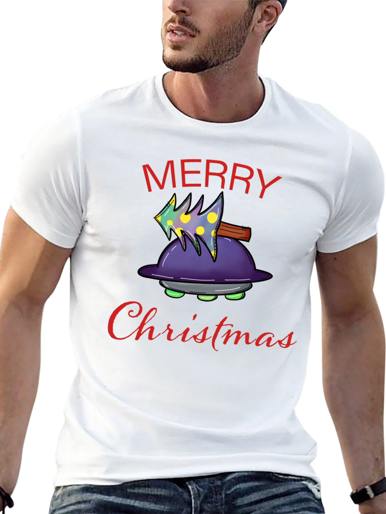 Merry Christmas Alien UFO T-Shirt