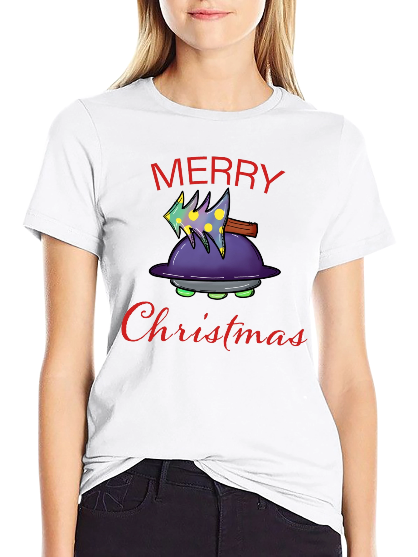 Merry Christmas Alien UFO T-Shirt
