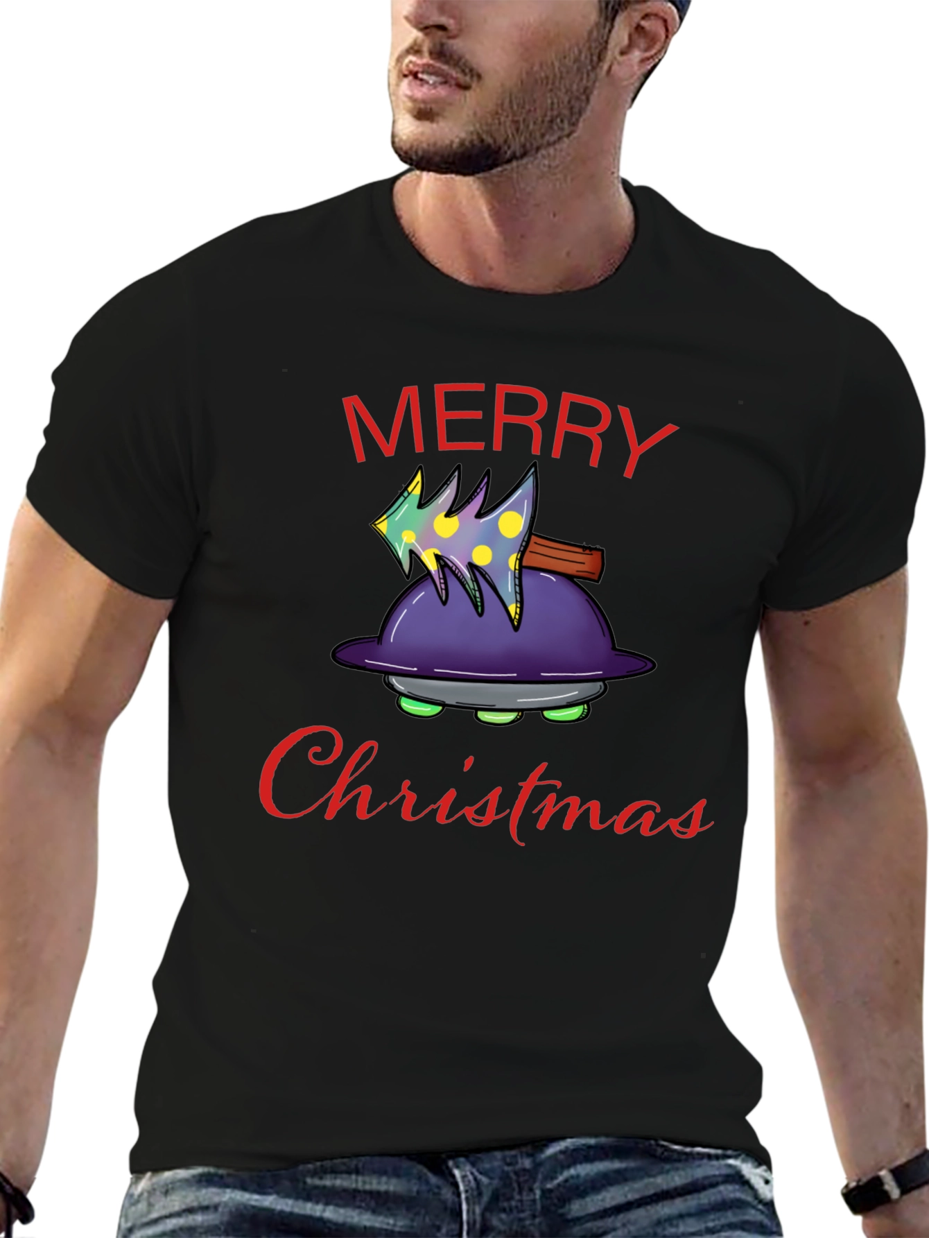 Merry Christmas Alien UFO T-Shirt