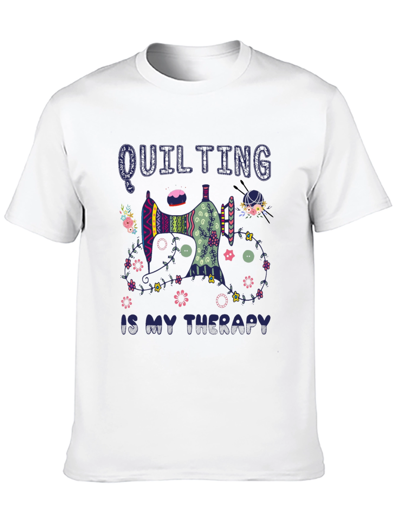 Quilting is My Therapy Black T-Shirt