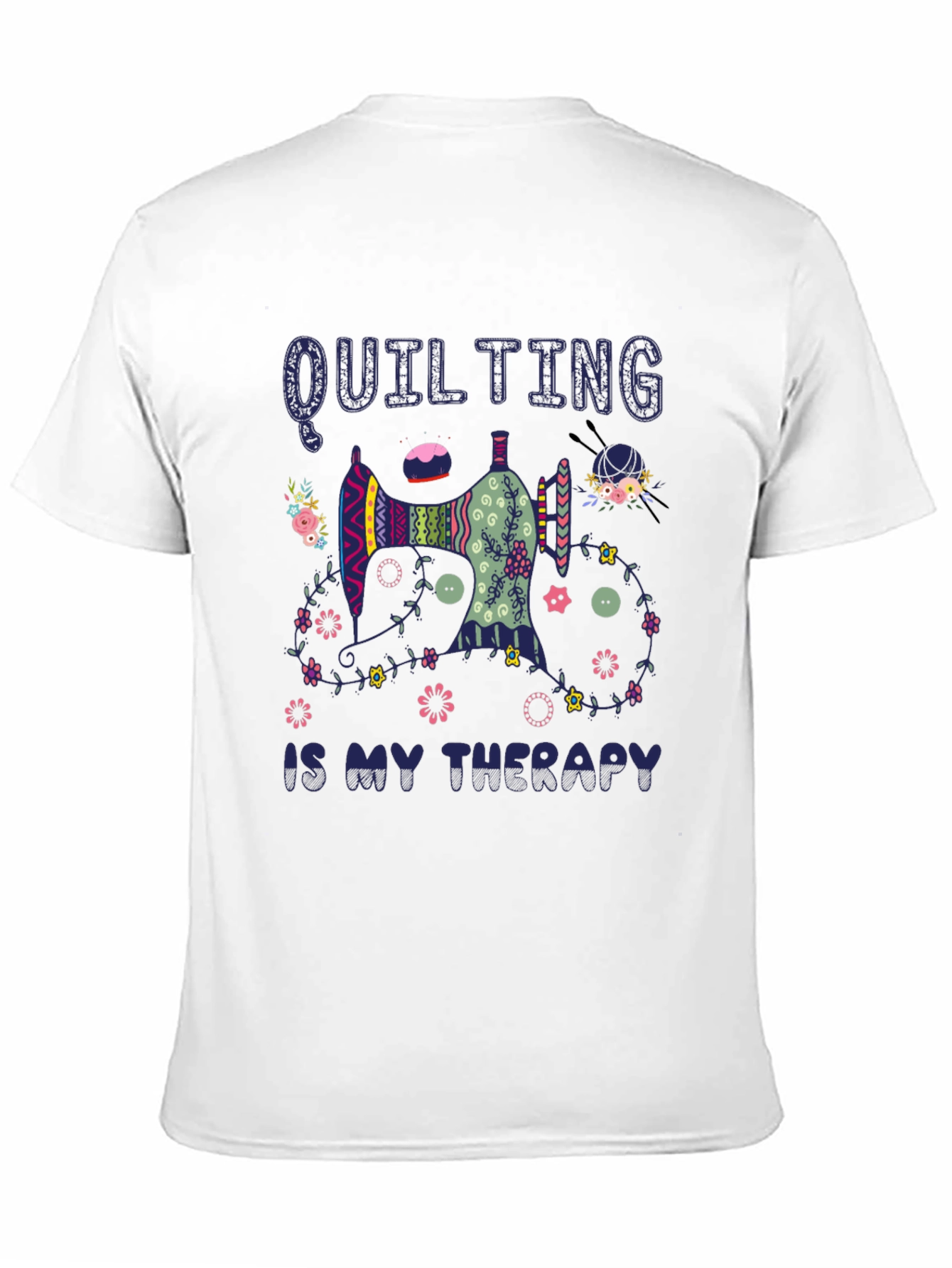 Quilting is My Therapy Black T-Shirt