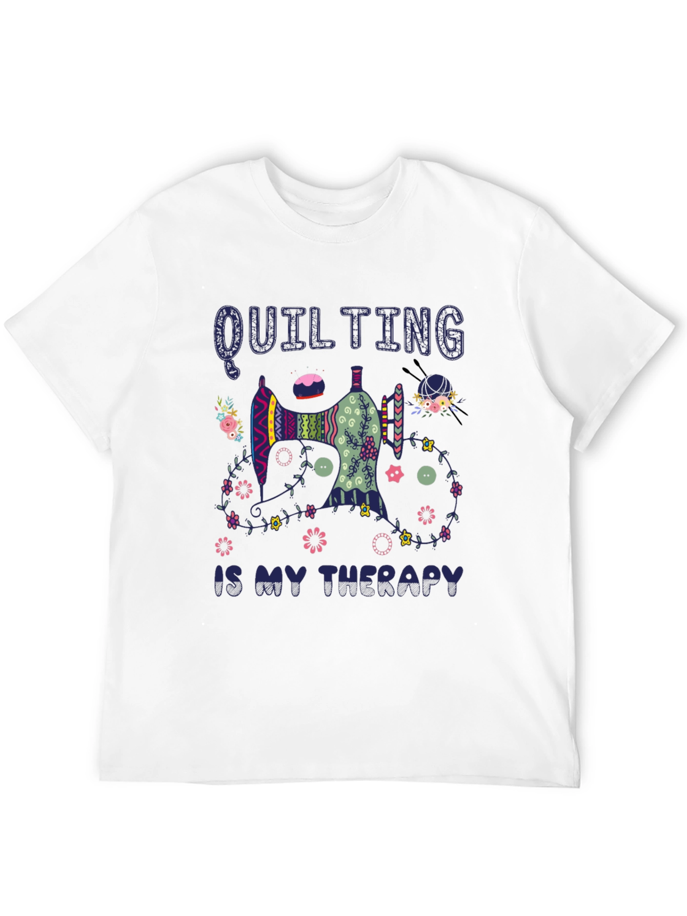 Quilting is My Therapy Black T-Shirt