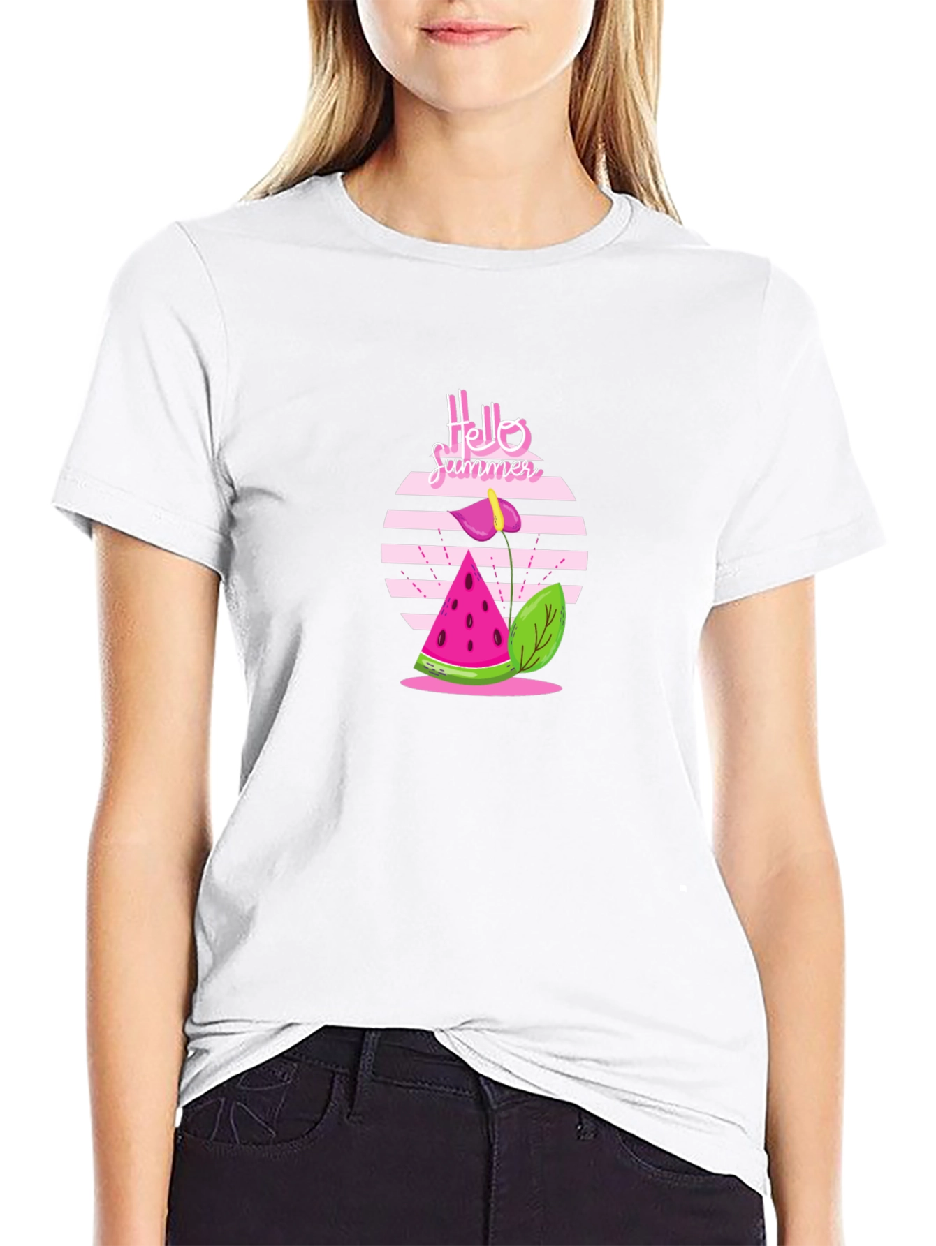 Hello Summer Graphic Tee - Casual Black T-Shirt