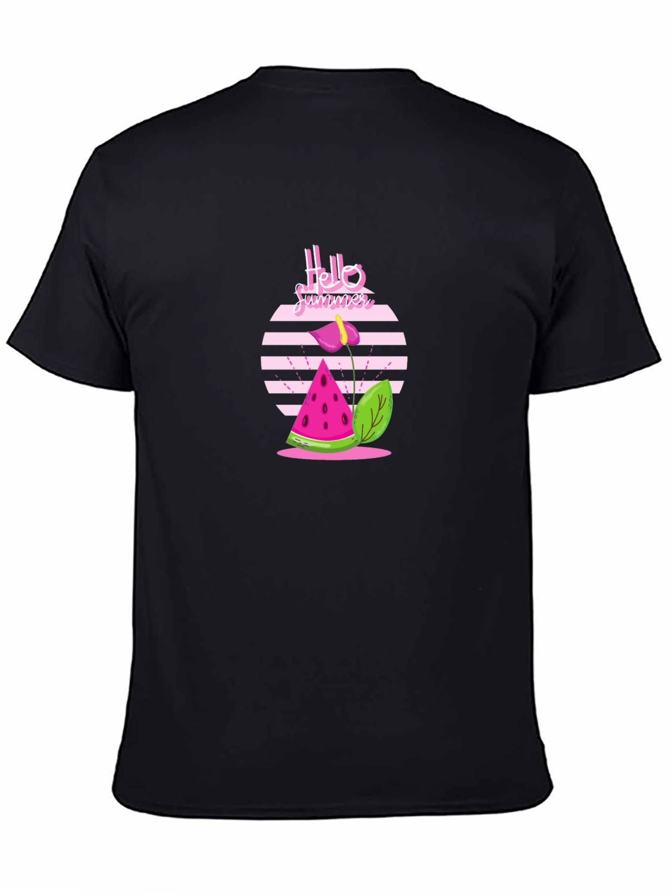 Hello Summer Graphic Tee - Casual Black T-Shirt