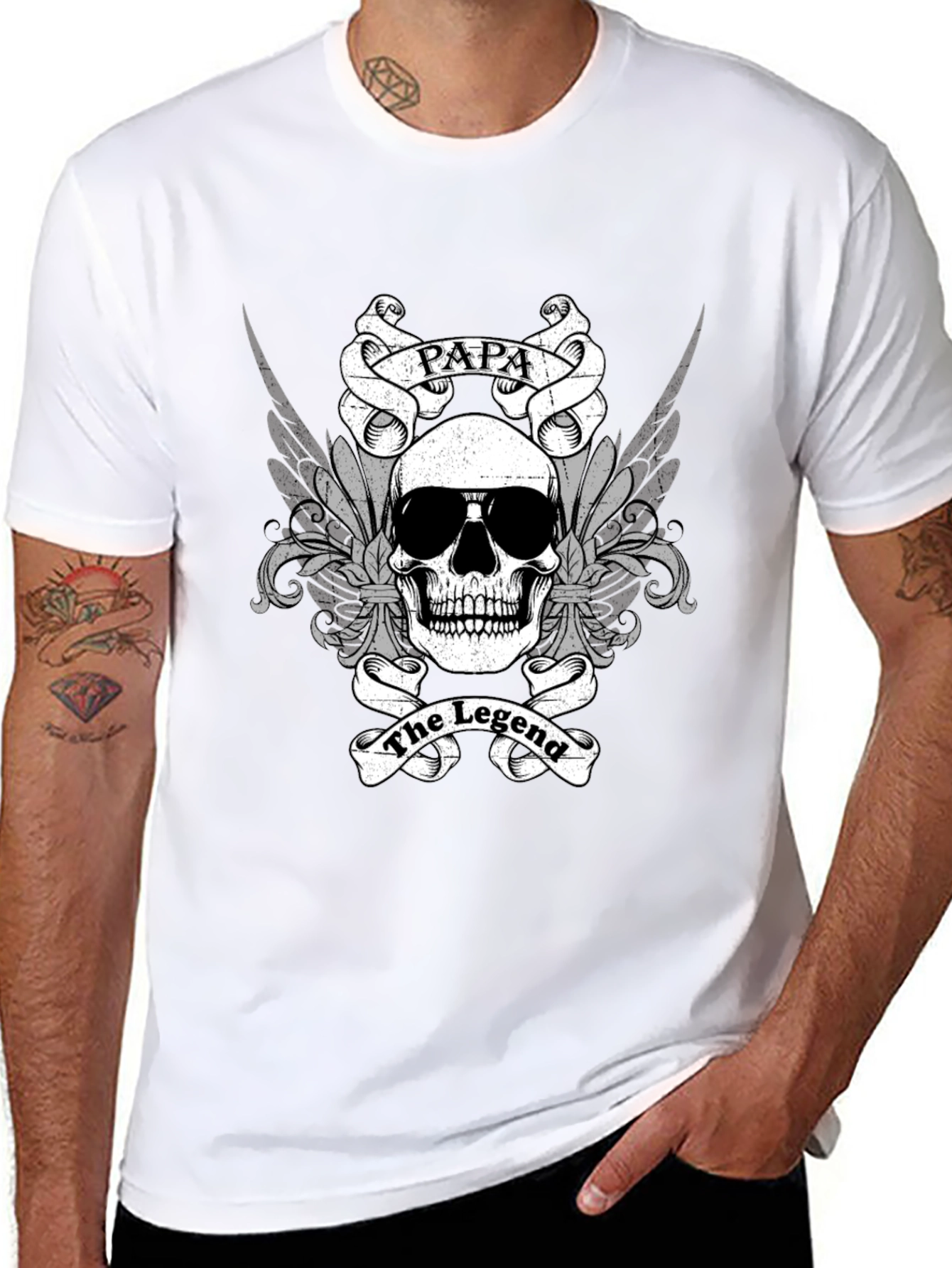 Papa The Legend Skull Graphic T-Shirt