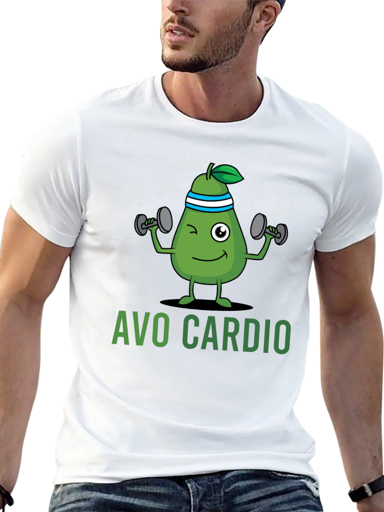 Avo Cardio Black T-Shirt - Workout Avocado Design