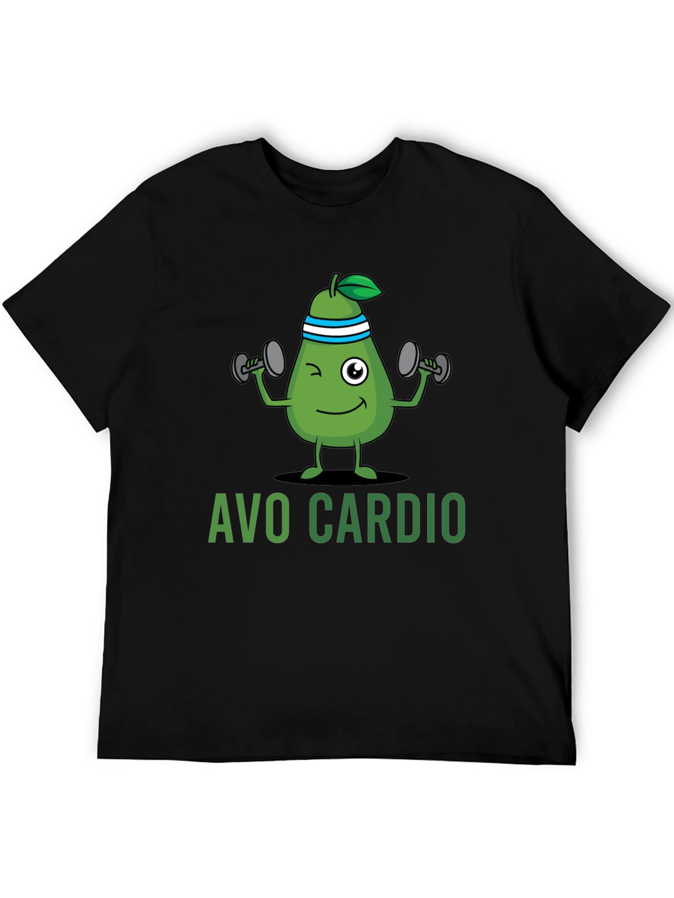 Avo Cardio Black T-Shirt - Workout Avocado Design