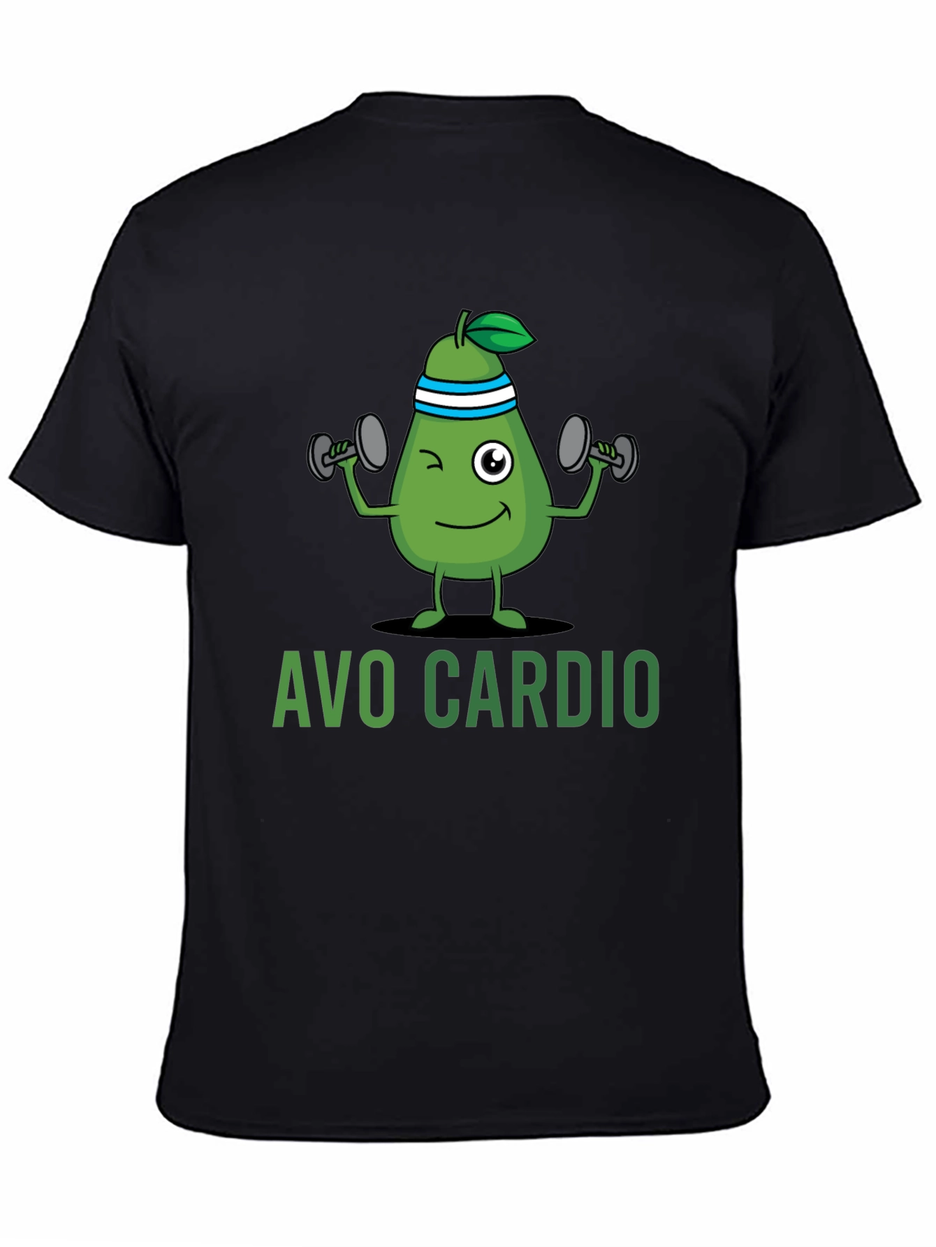 Avo Cardio Black T-Shirt - Workout Avocado Design