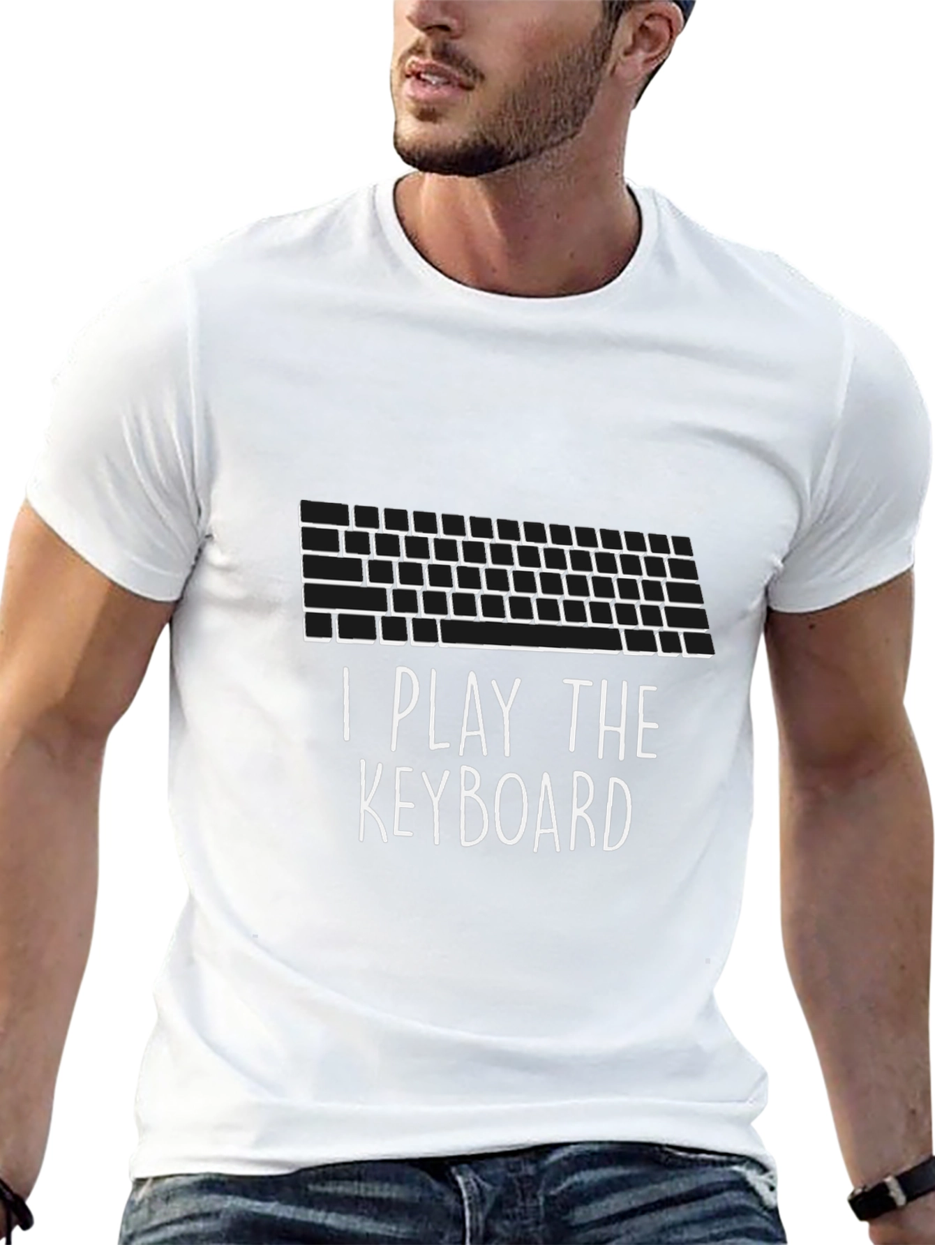 I Play The Keyboard Black Cotton T-Shirt