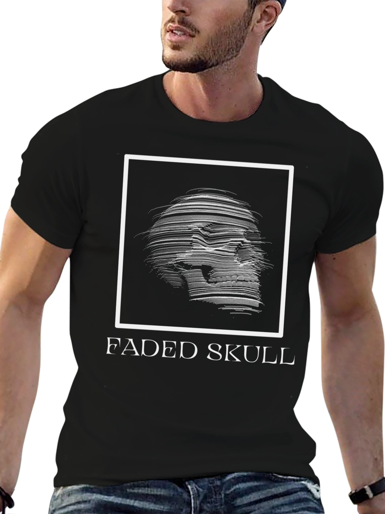 Faded Skull Graphic Tee - Edgy Mens T-Shirt