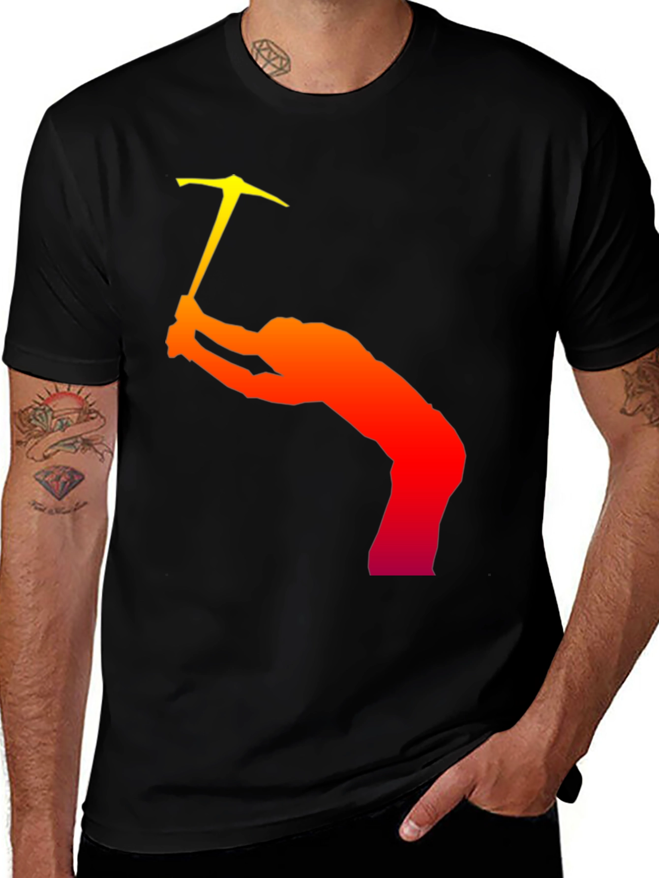 Climbing Silhouette Graphic T-Shirt - Black Cotton Tee