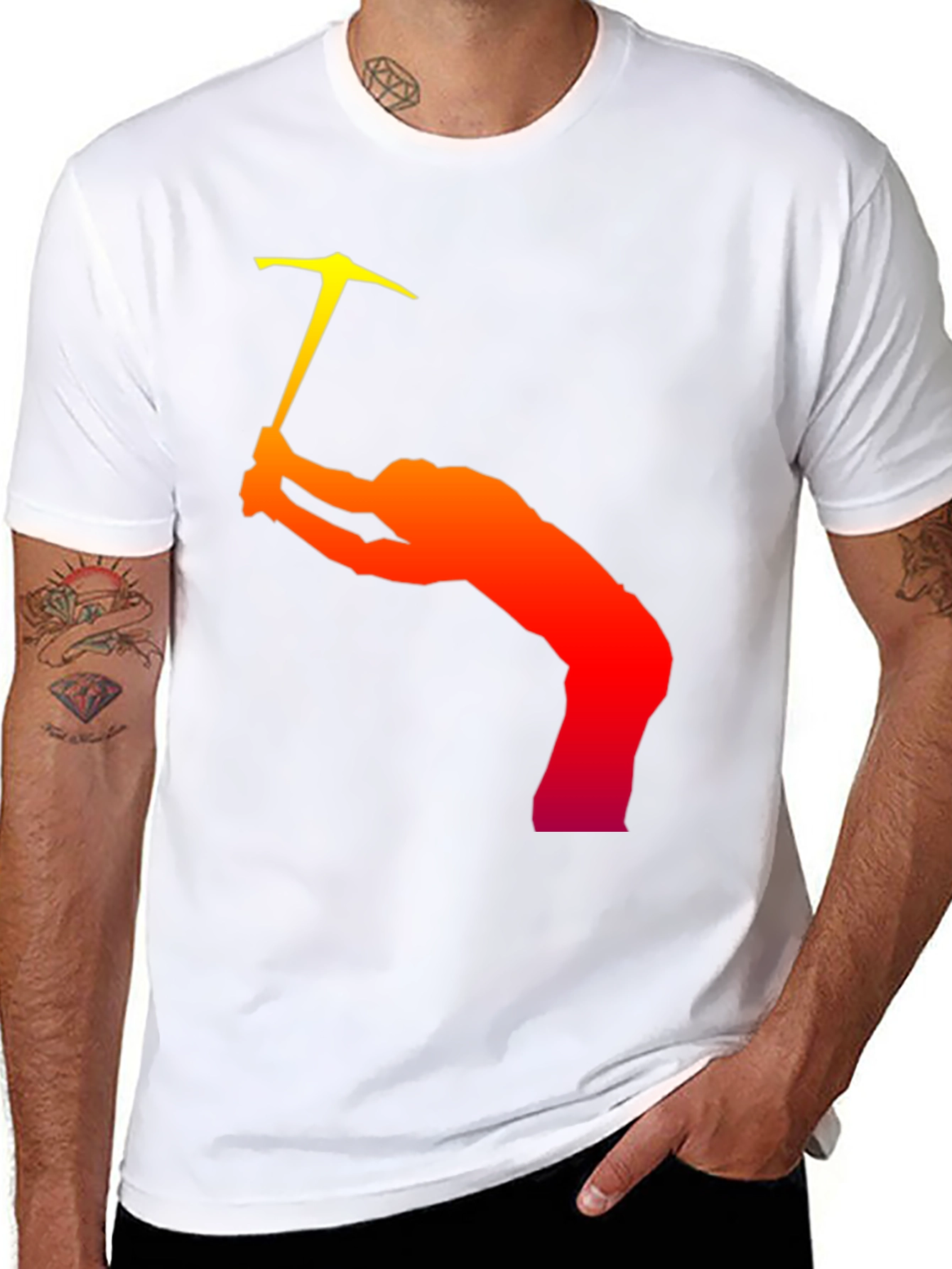 Climbing Silhouette Graphic T-Shirt - Black Cotton Tee