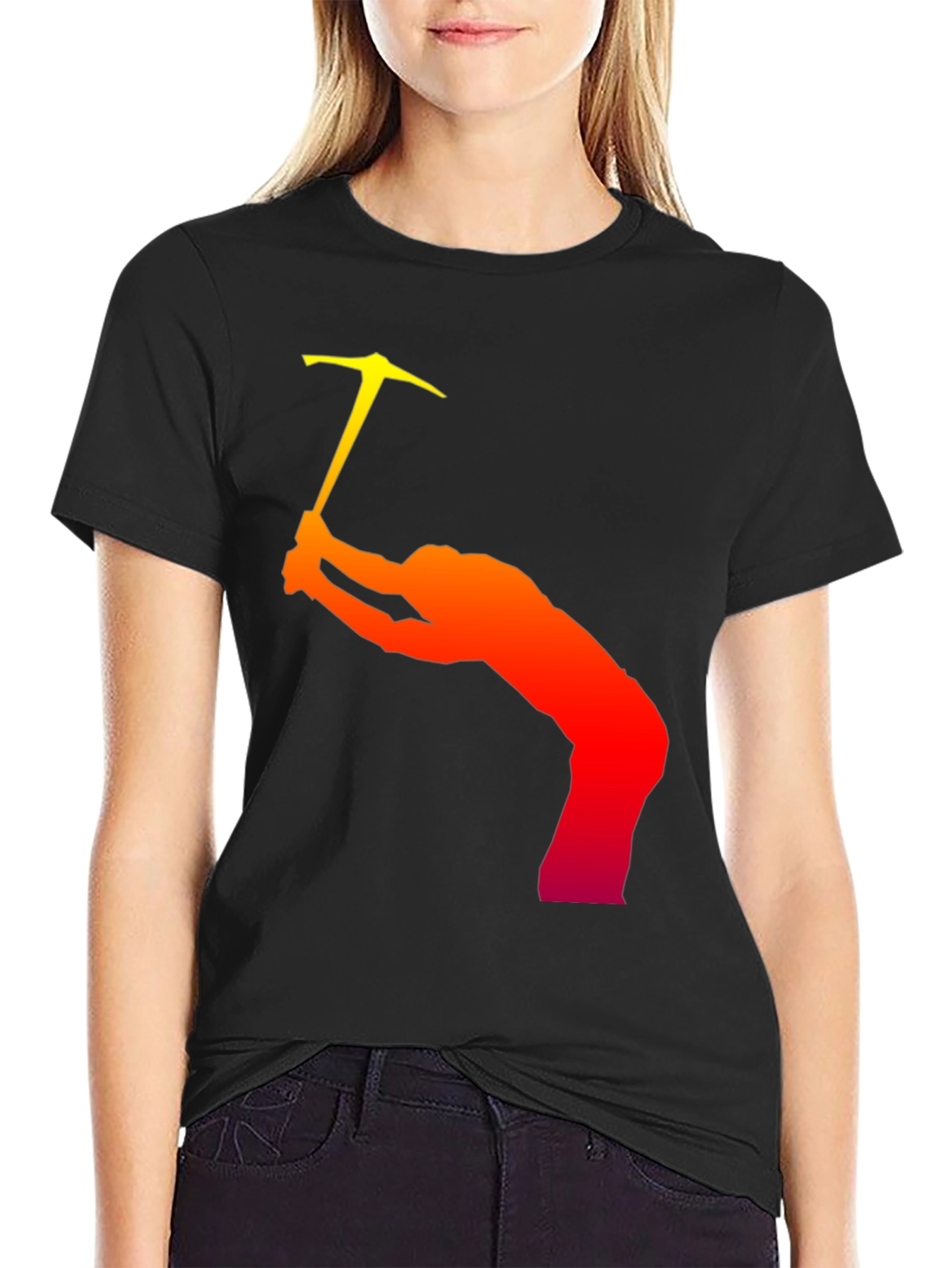 Climbing Silhouette Graphic T-Shirt - Black Cotton Tee