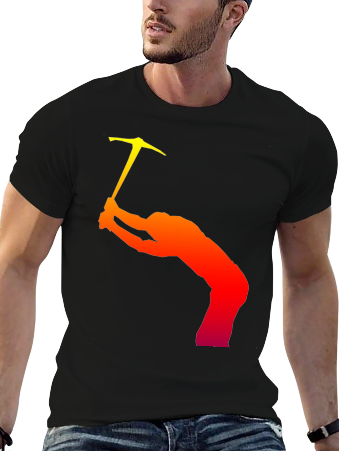 Climbing Silhouette Graphic T-Shirt - Black Cotton Tee