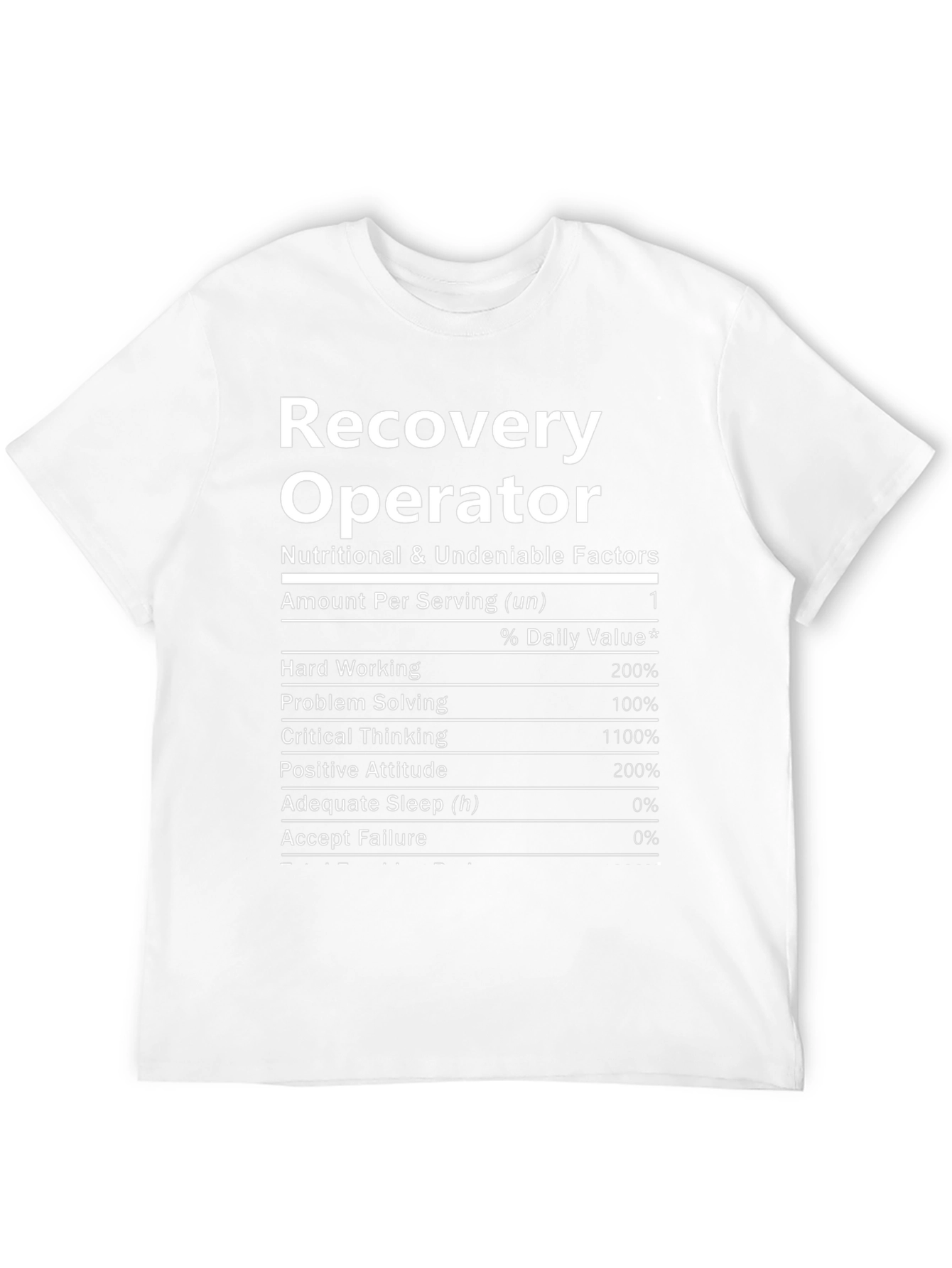 Recovery Operator T-Shirt - Nutritional Facts