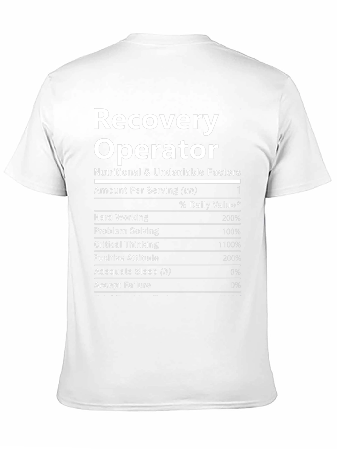Recovery Operator T-Shirt - Nutritional Facts