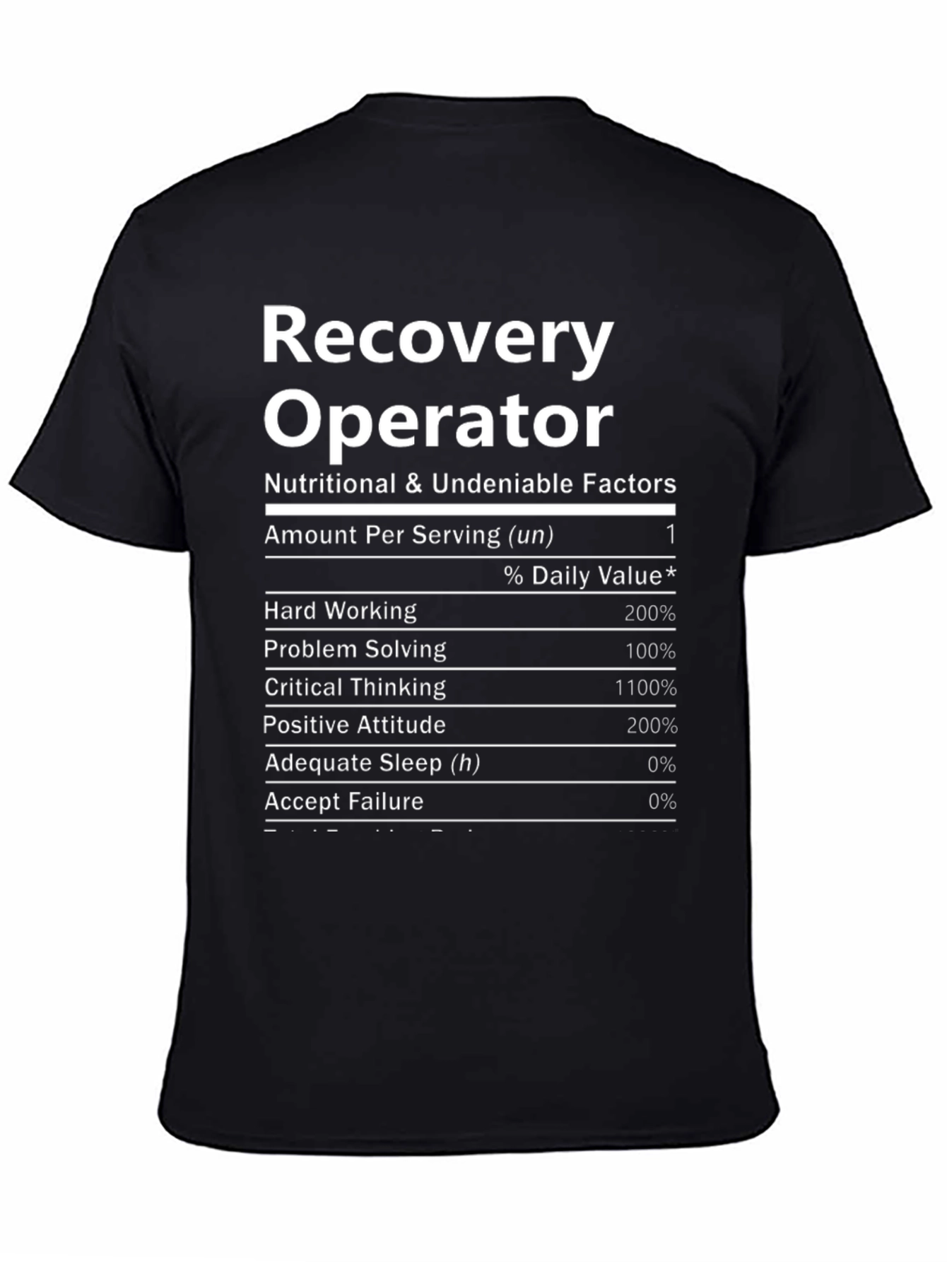 Recovery Operator T-Shirt - Nutritional Facts