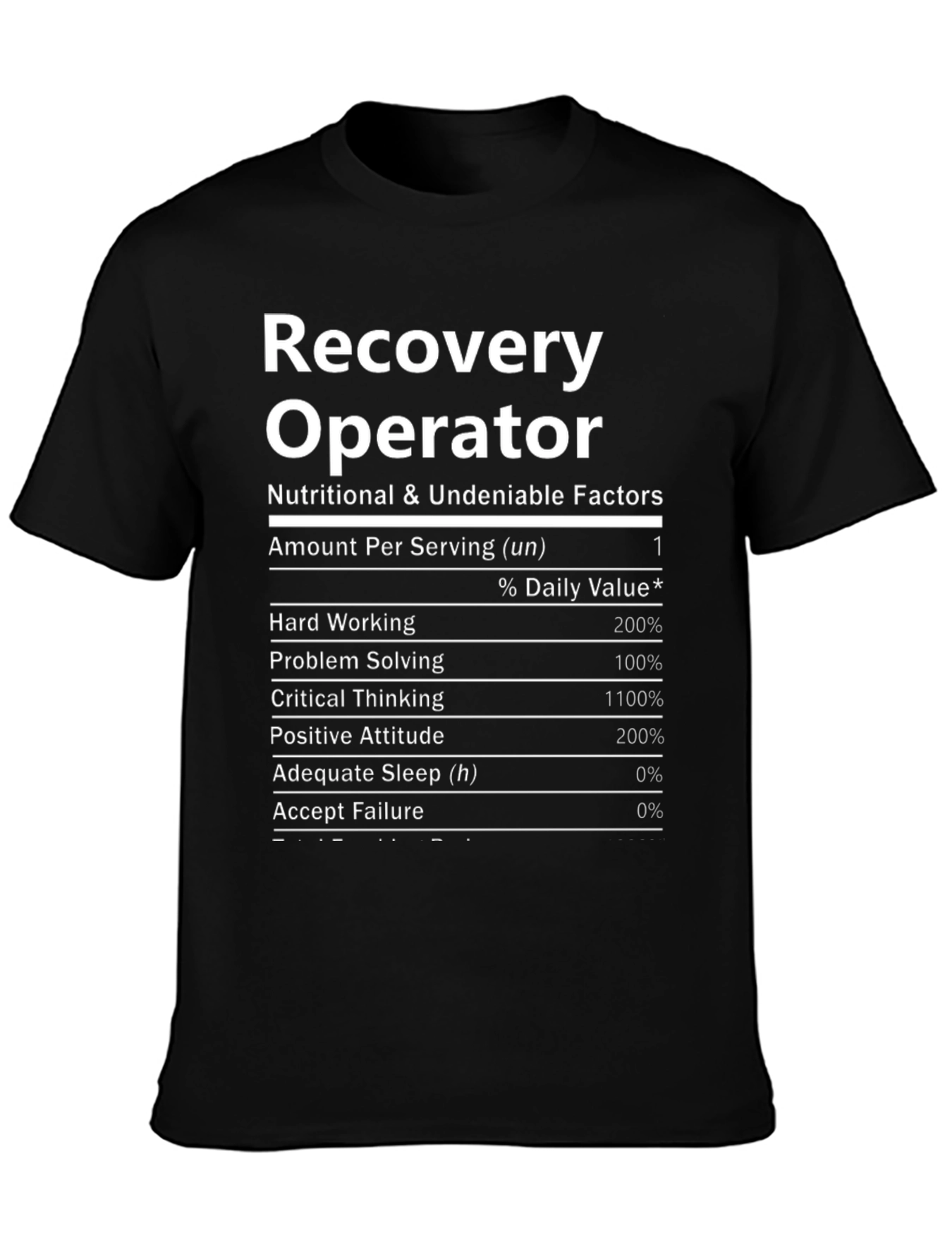 Recovery Operator T-Shirt - Nutritional Facts