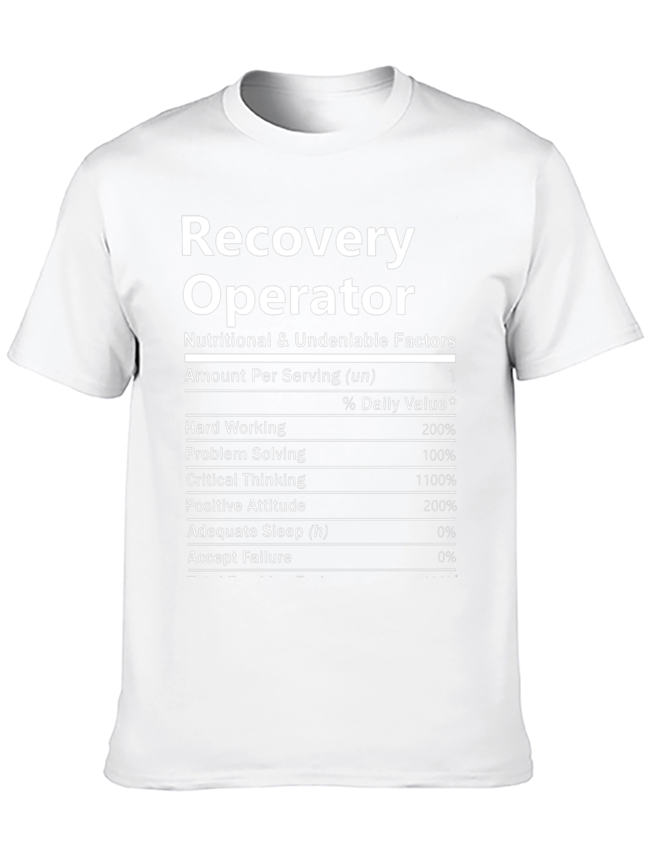 Recovery Operator T-Shirt - Nutritional Facts